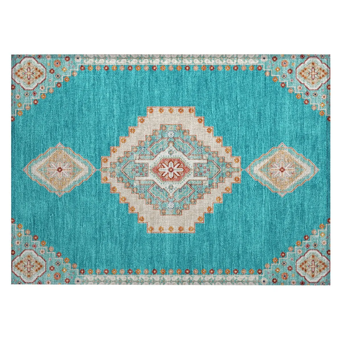 Machine Washable Indoor/ Outdoor Boho Traditional Chantille Rug
