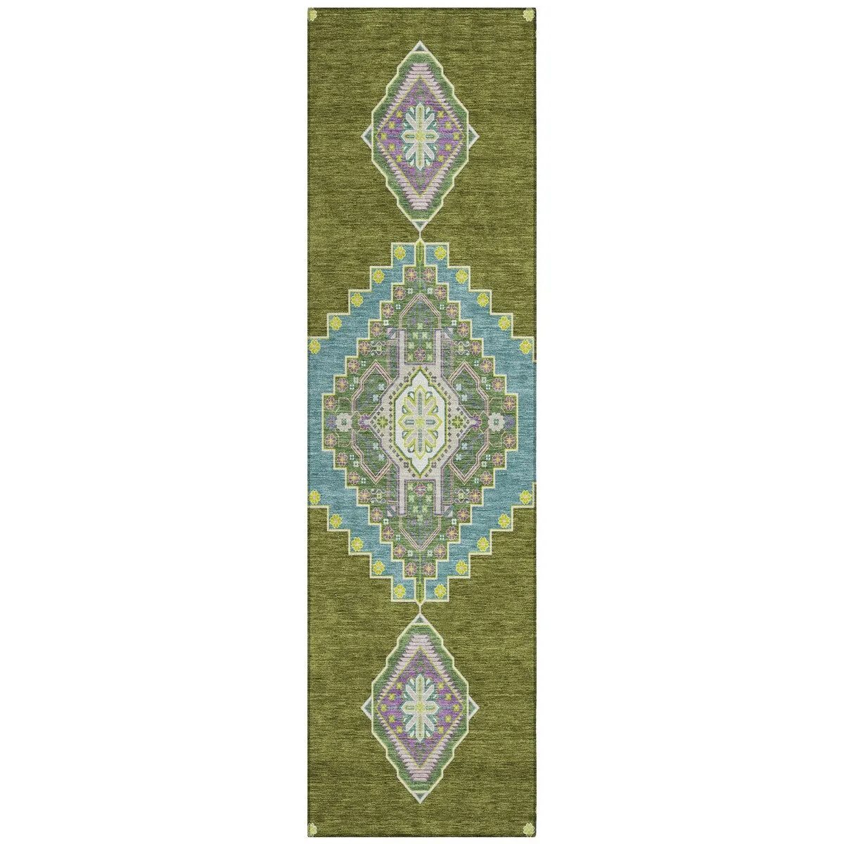 Machine Washable Indoor/ Outdoor Boho Traditional Chantille Rug