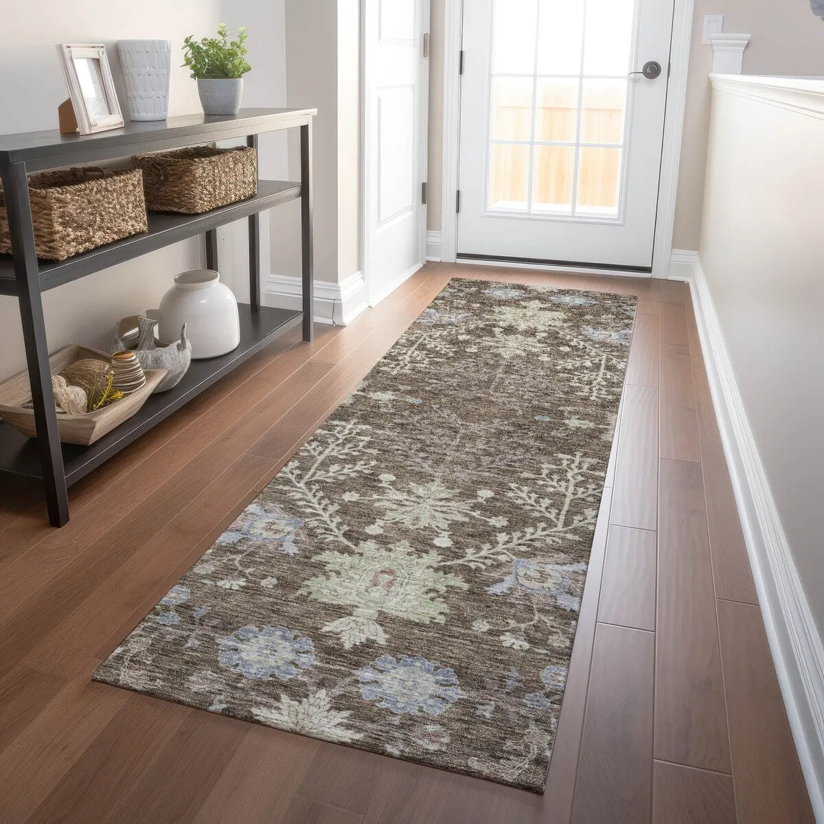 Machine Washable Indoor/ Outdoor Boho Traditional Chantille Rug