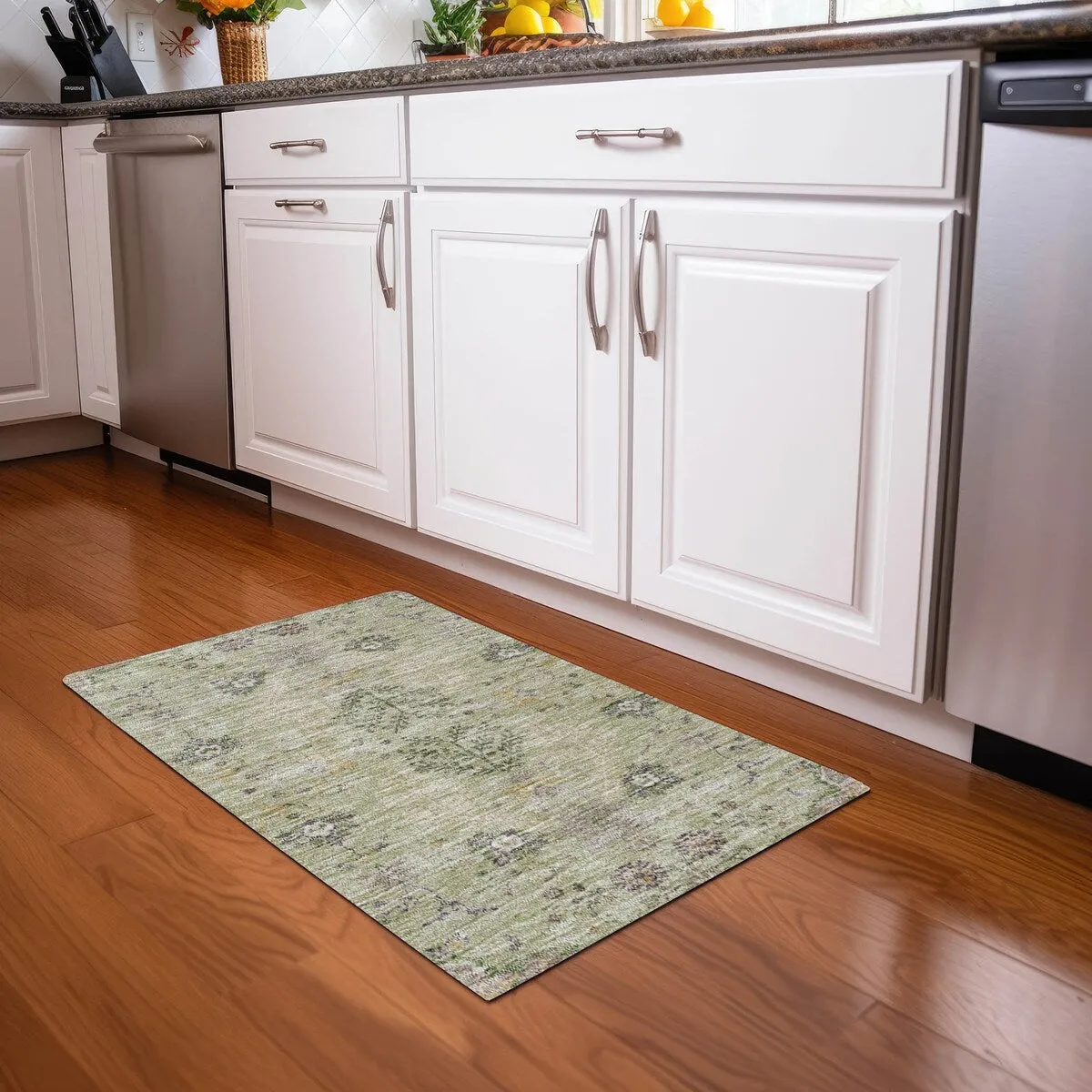 Machine Washable Indoor/ Outdoor Boho Traditional Chantille Rug