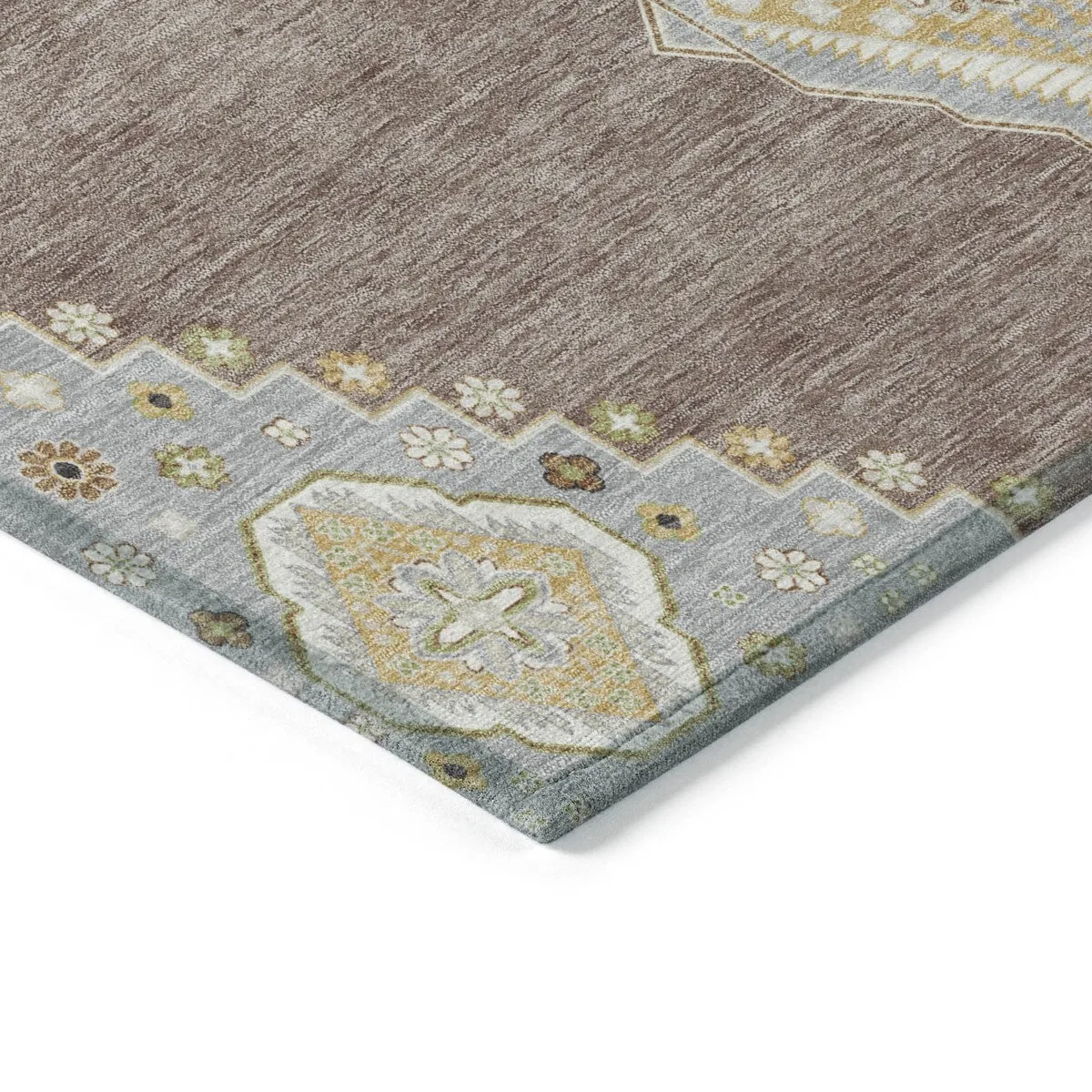 Machine Washable Indoor/ Outdoor Boho Traditional Chantille Rug