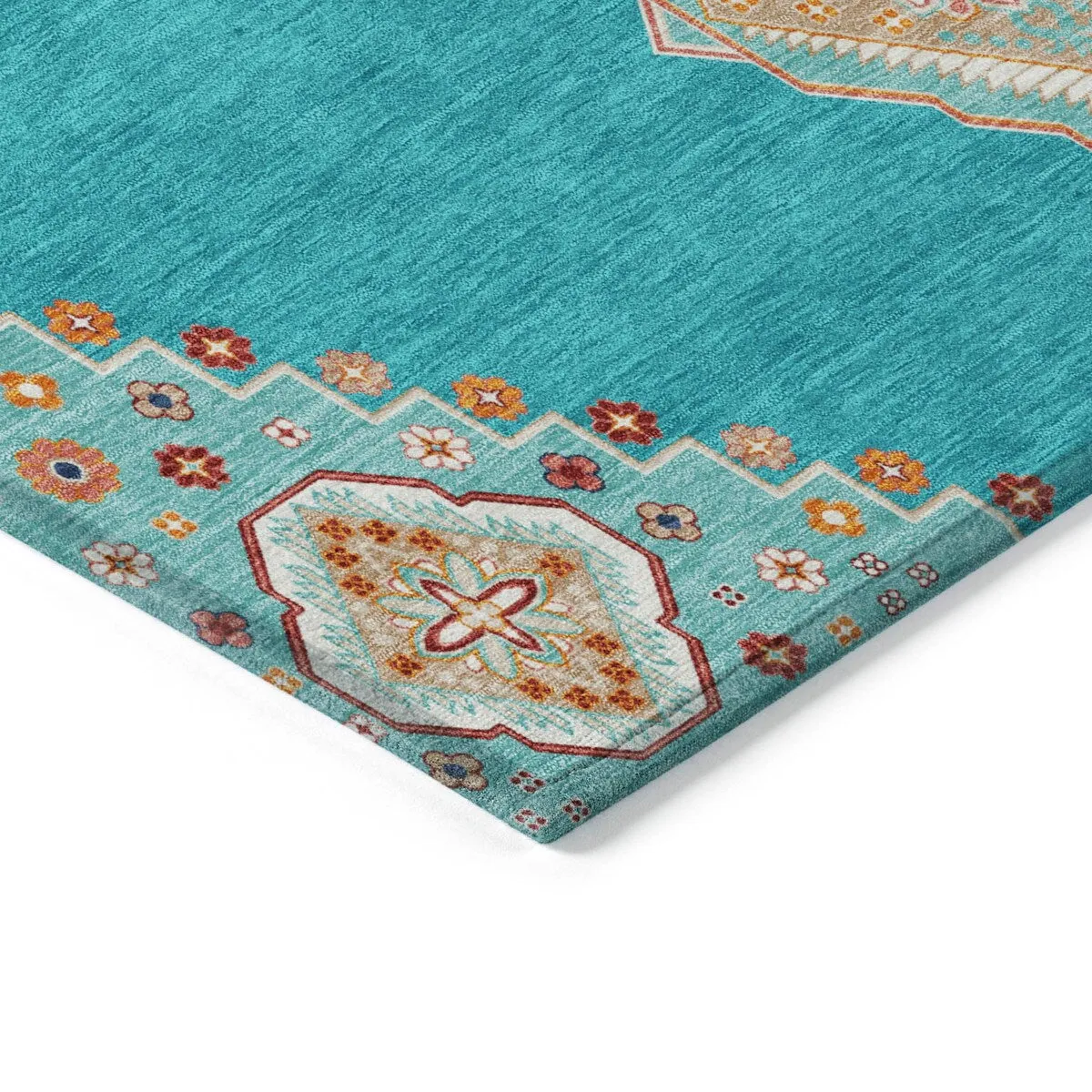 Machine Washable Indoor/ Outdoor Boho Traditional Chantille Rug