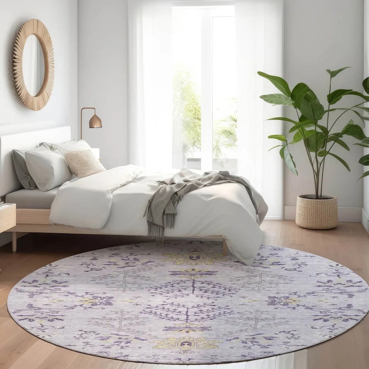 Machine Washable Indoor/ Outdoor Boho Traditional Chantille Rug