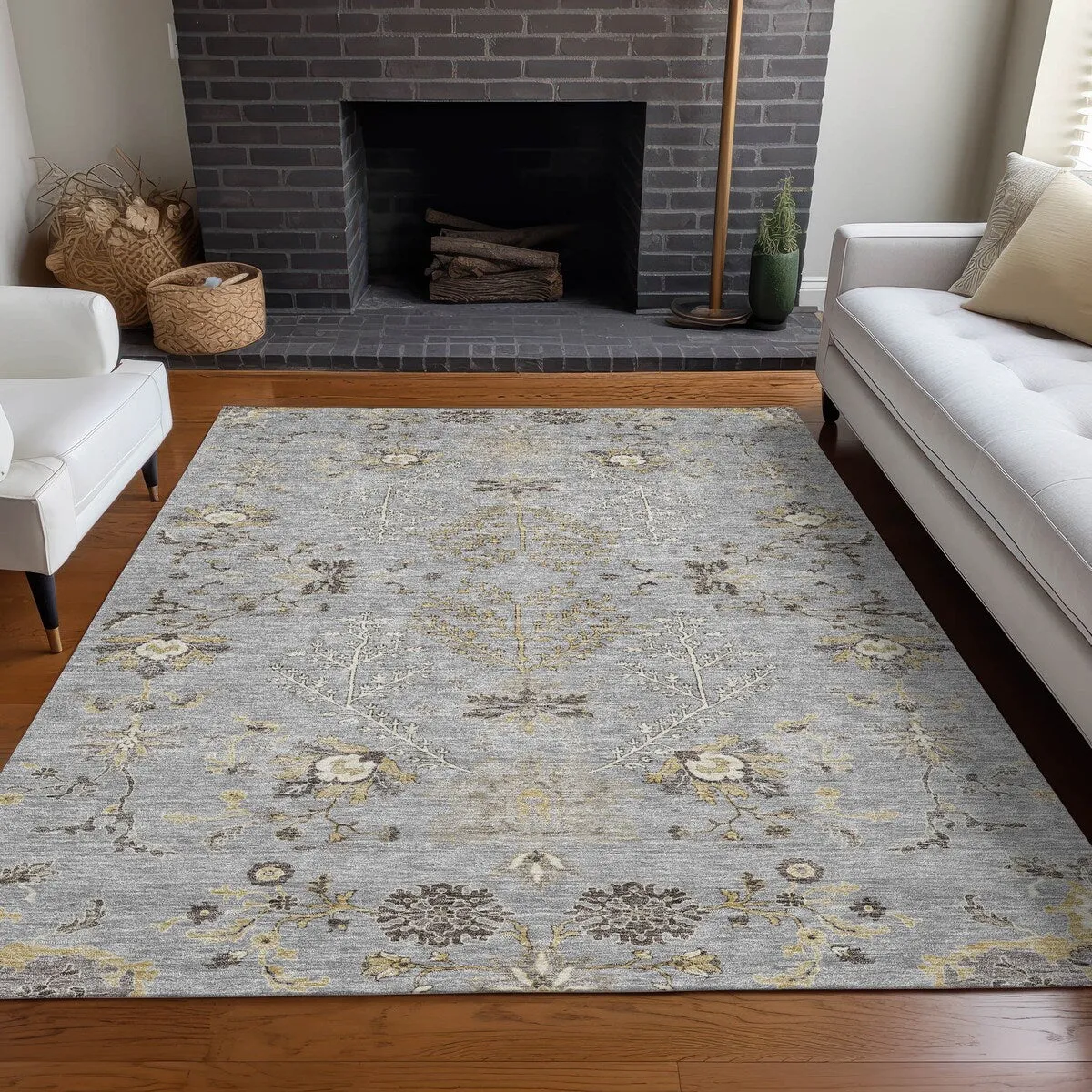 Machine Washable Indoor/ Outdoor Boho Traditional Chantille Rug