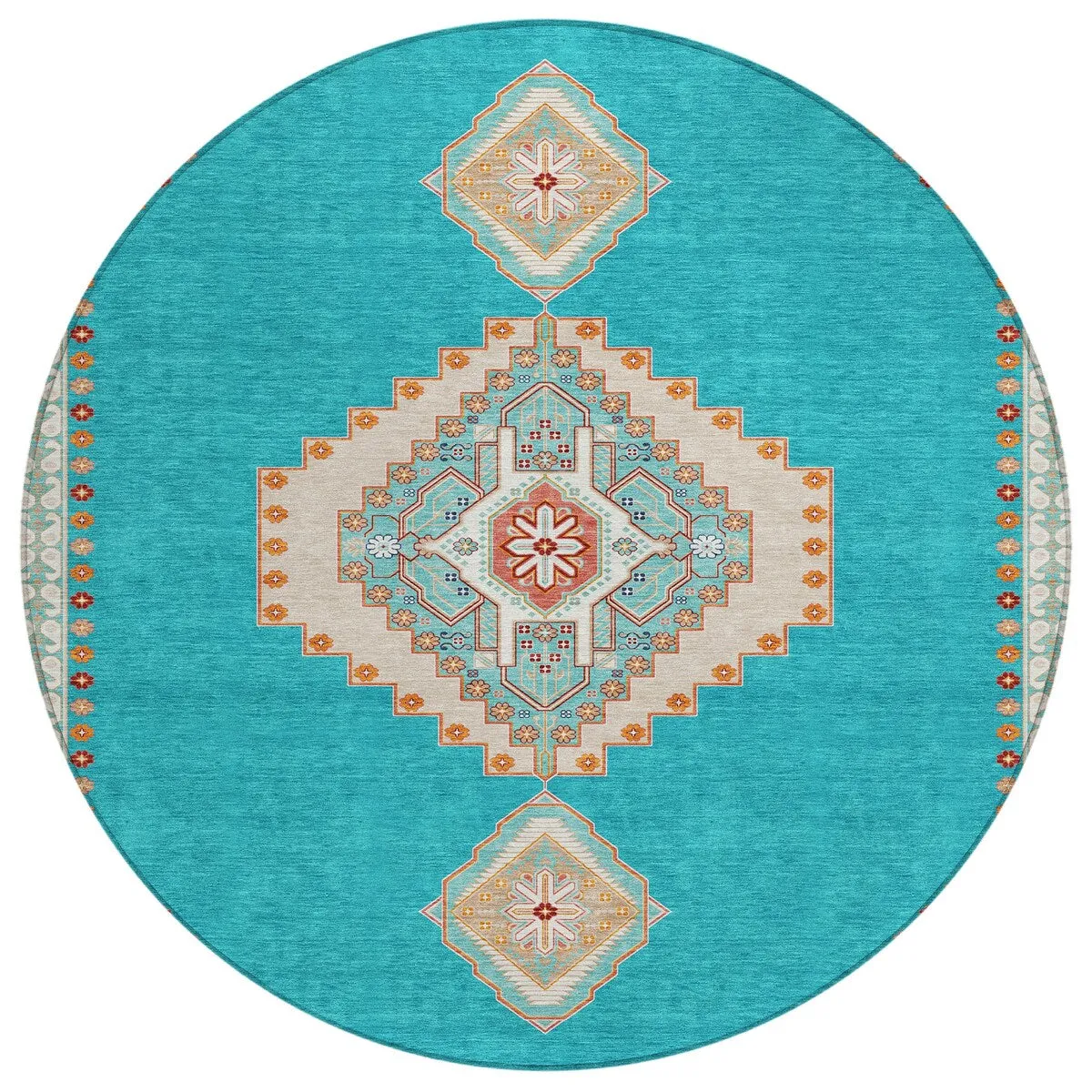 Machine Washable Indoor/ Outdoor Boho Traditional Chantille Rug