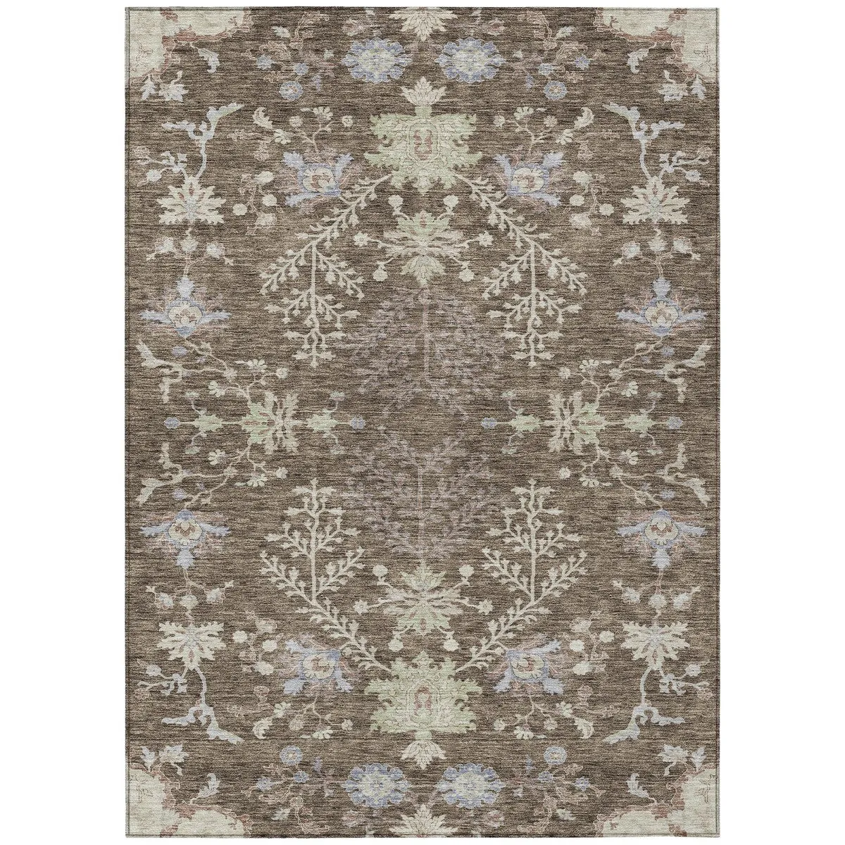 Machine Washable Indoor/ Outdoor Boho Traditional Chantille Rug