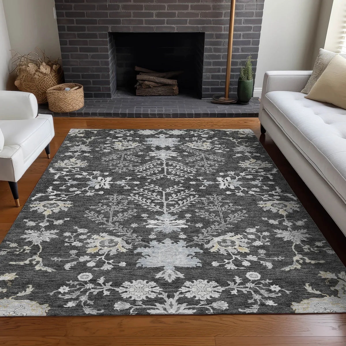 Machine Washable Indoor/ Outdoor Boho Traditional Chantille Rug