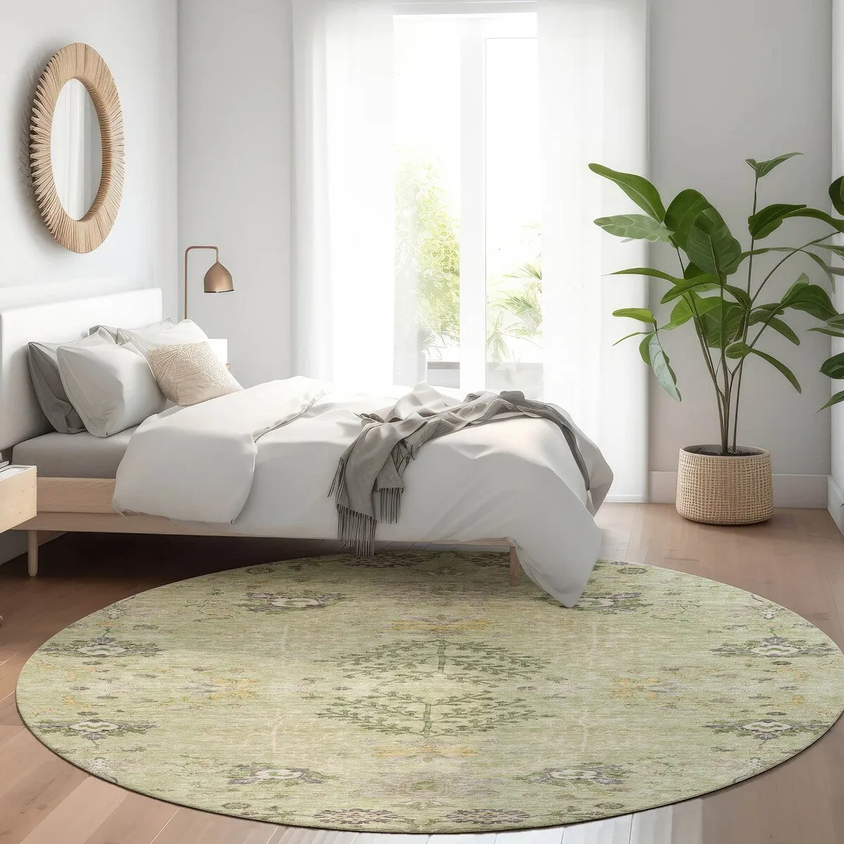Machine Washable Indoor/ Outdoor Boho Traditional Chantille Rug