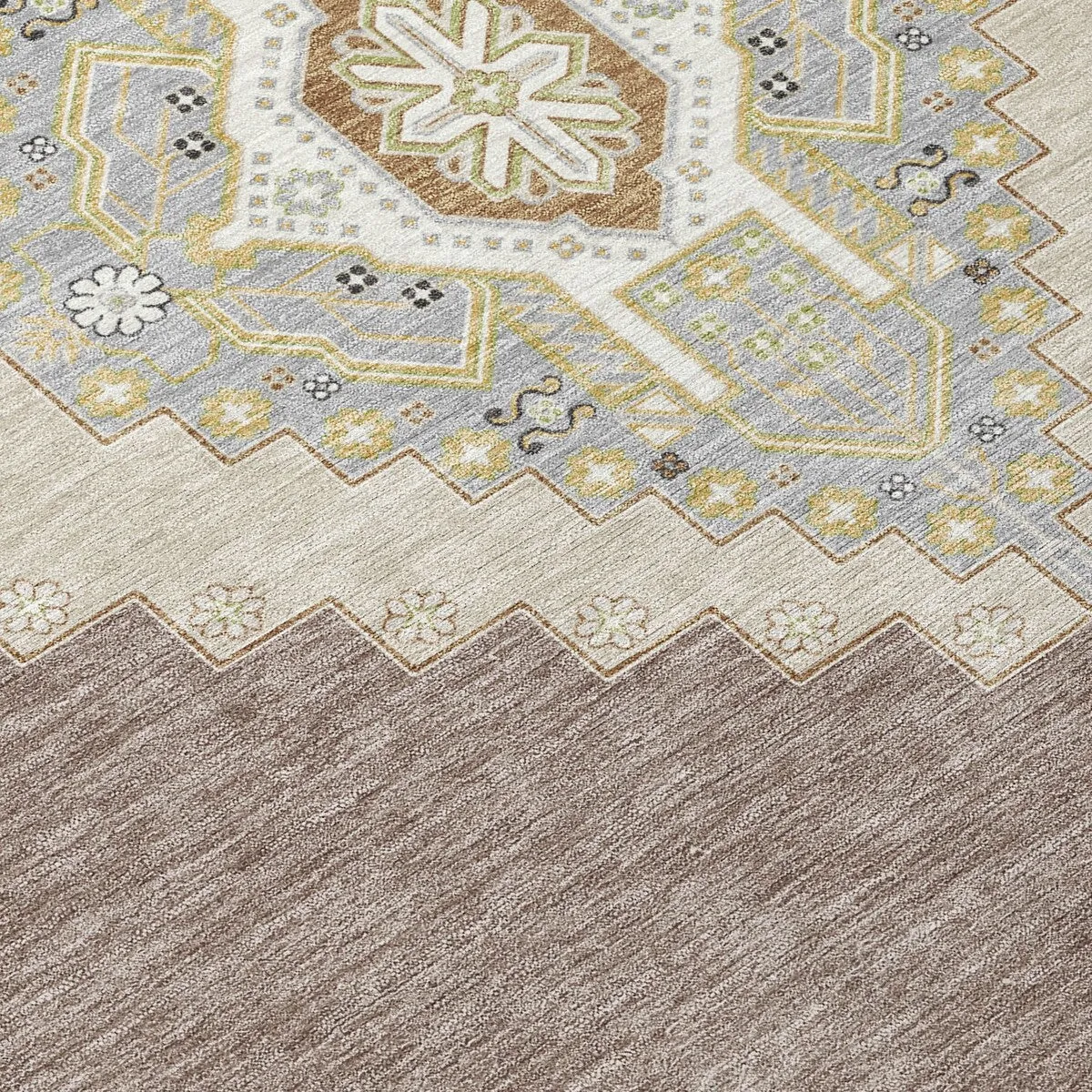 Machine Washable Indoor/ Outdoor Boho Traditional Chantille Rug