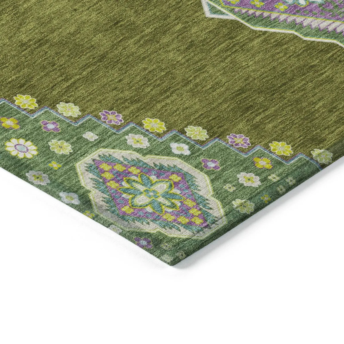 Machine Washable Indoor/ Outdoor Boho Traditional Chantille Rug