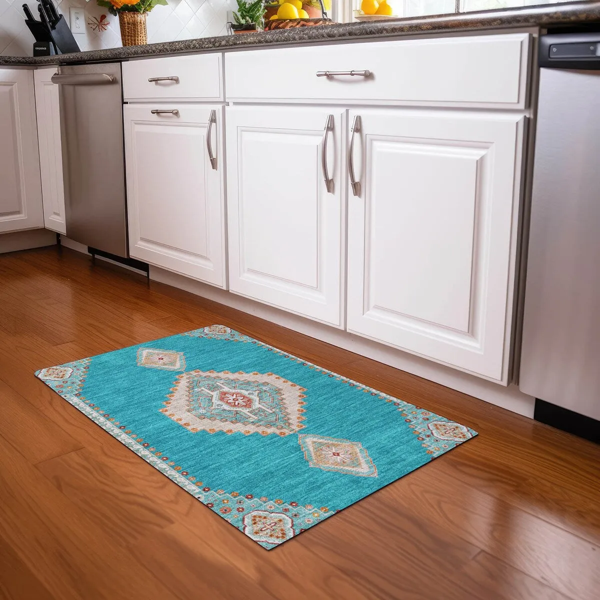 Machine Washable Indoor/ Outdoor Boho Traditional Chantille Rug