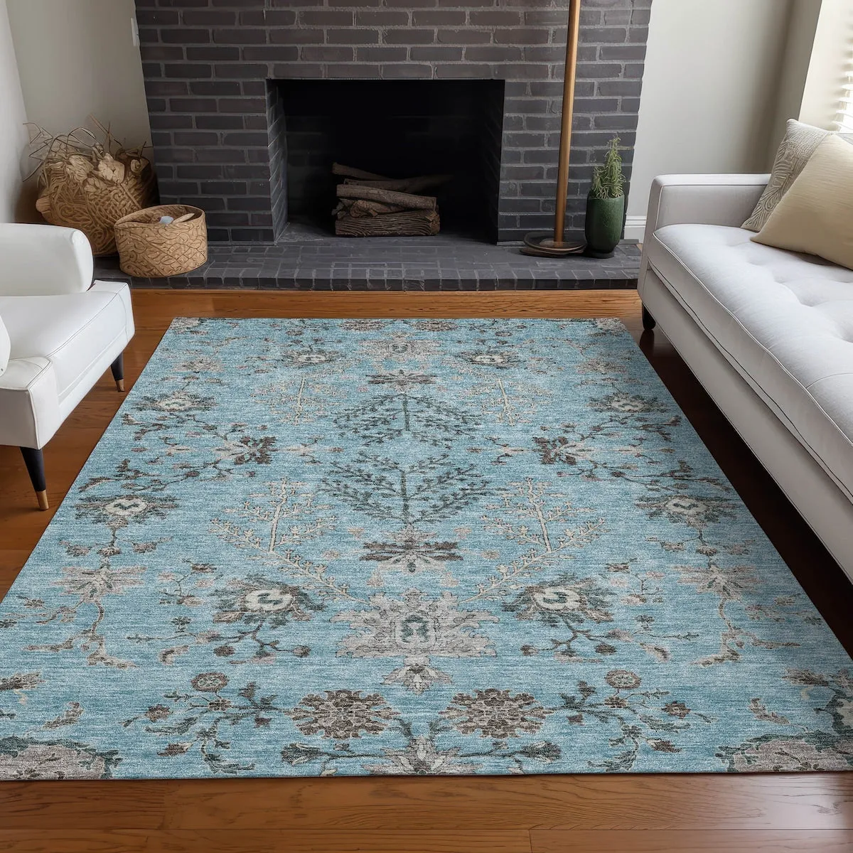 Machine Washable Indoor/ Outdoor Boho Traditional Chantille Rug
