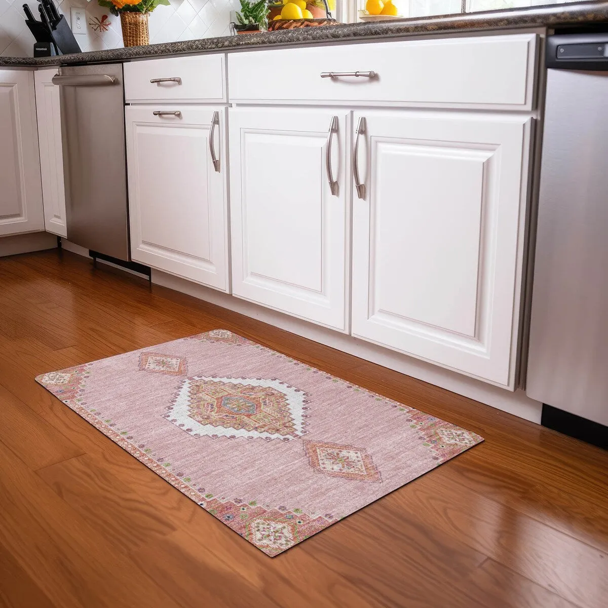 Machine Washable Indoor/ Outdoor Boho Traditional Chantille Rug