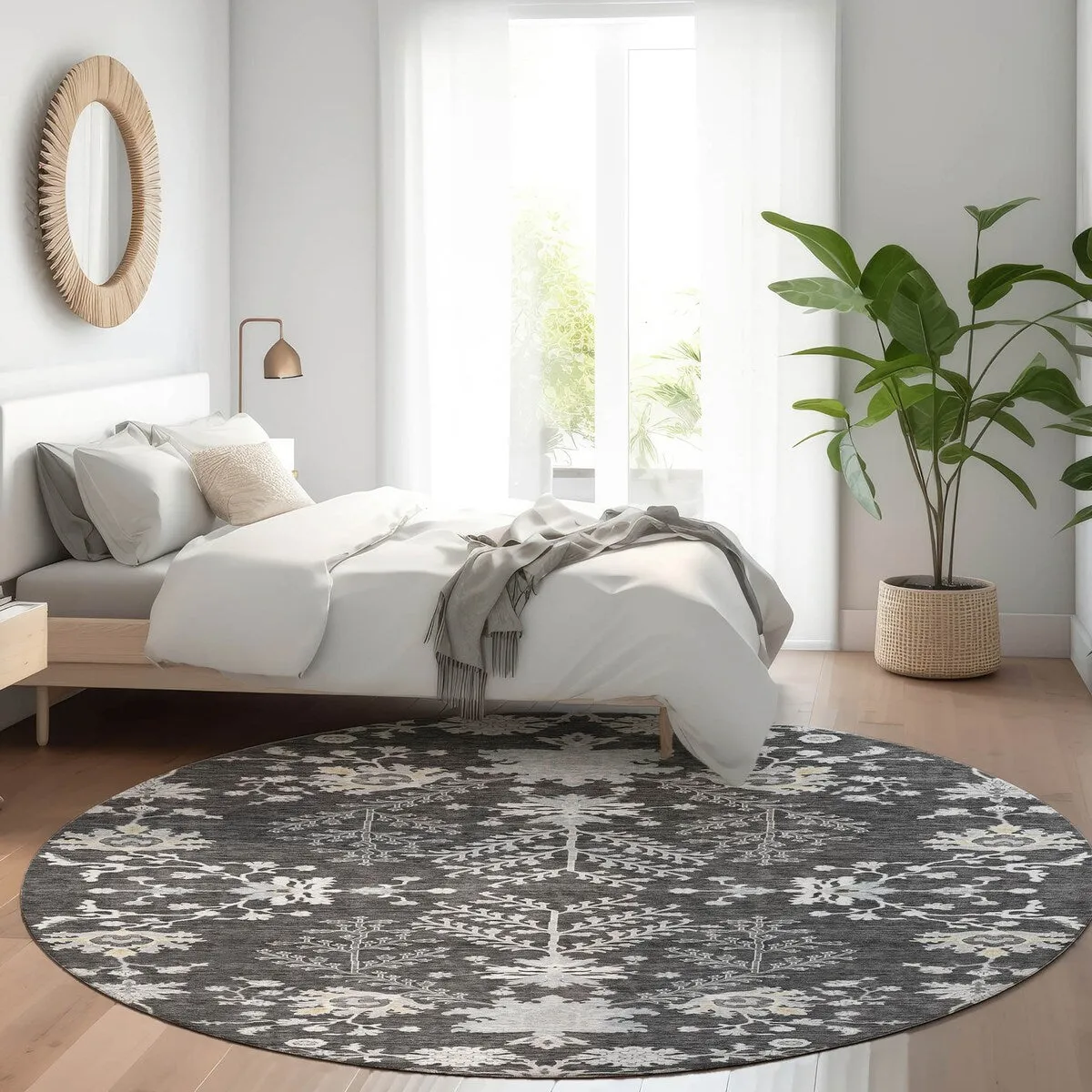 Machine Washable Indoor/ Outdoor Boho Traditional Chantille Rug