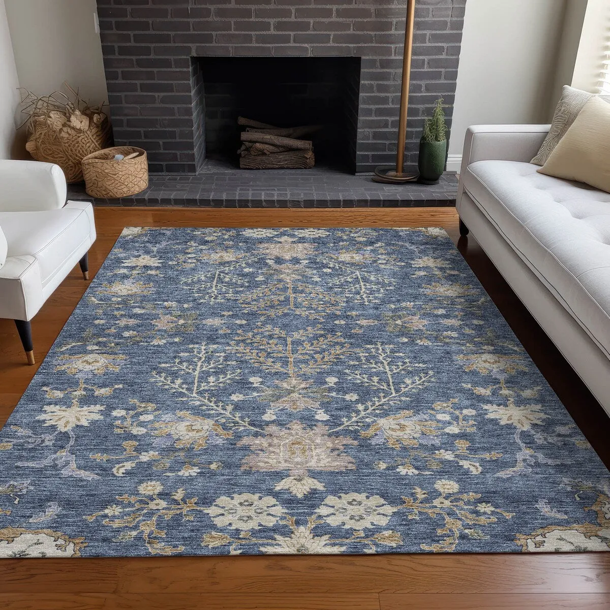 Machine Washable Indoor/ Outdoor Boho Traditional Chantille Rug