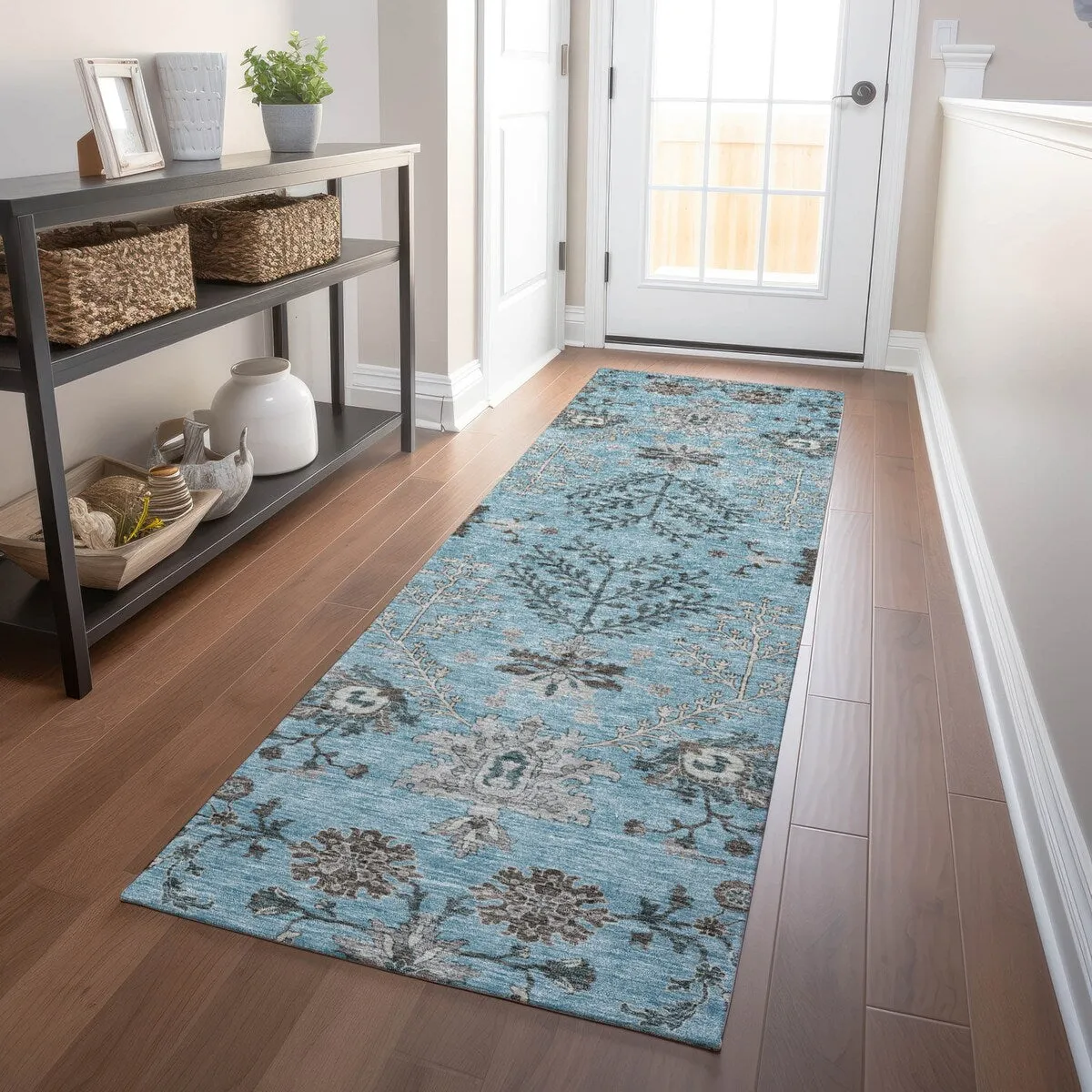 Machine Washable Indoor/ Outdoor Boho Traditional Chantille Rug