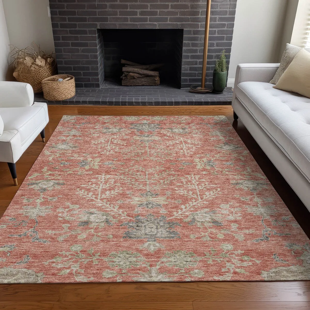 Machine Washable Indoor/ Outdoor Boho Traditional Chantille Rug