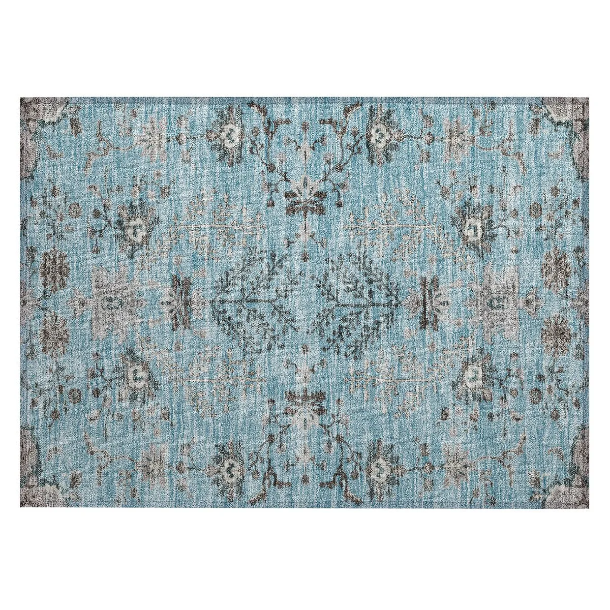 Machine Washable Indoor/ Outdoor Boho Traditional Chantille Rug