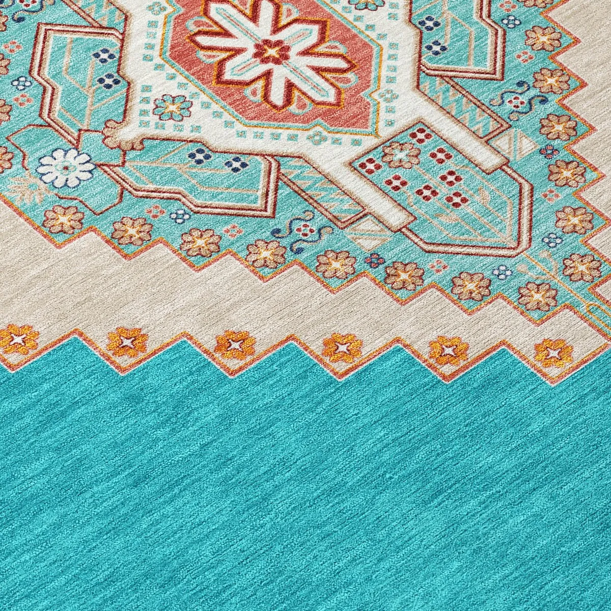 Machine Washable Indoor/ Outdoor Boho Traditional Chantille Rug