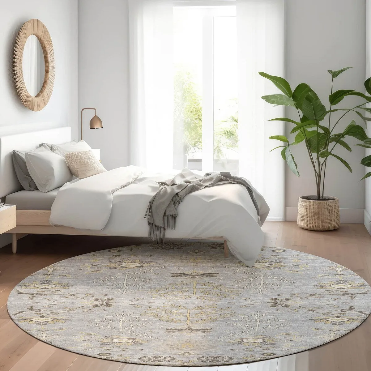 Machine Washable Indoor/ Outdoor Boho Traditional Chantille Rug