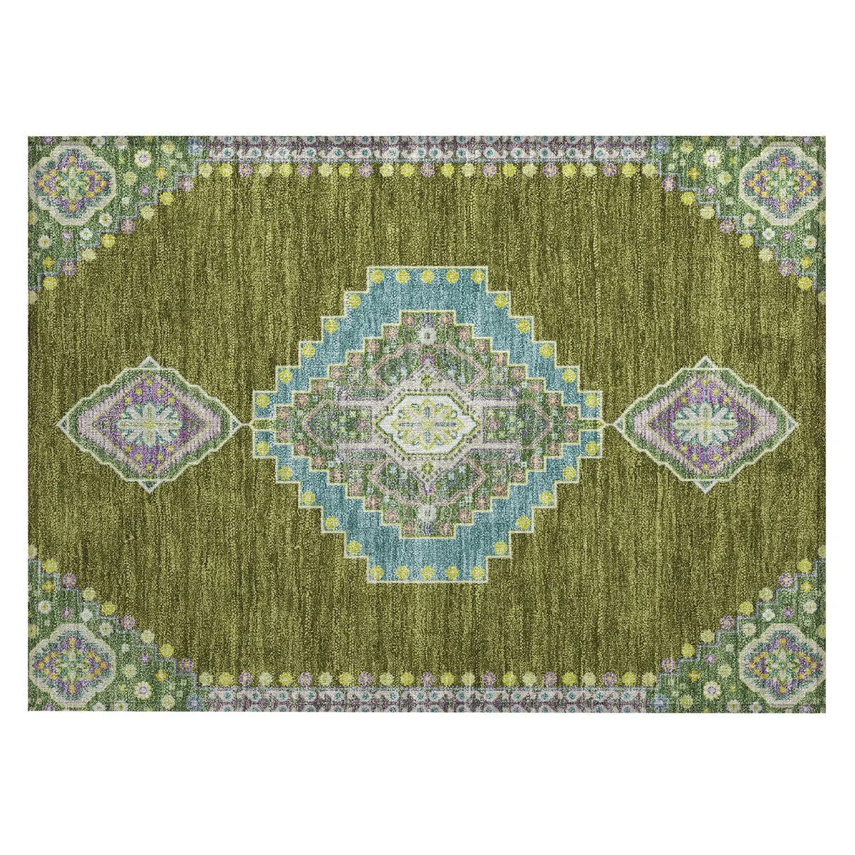 Machine Washable Indoor/ Outdoor Boho Traditional Chantille Rug