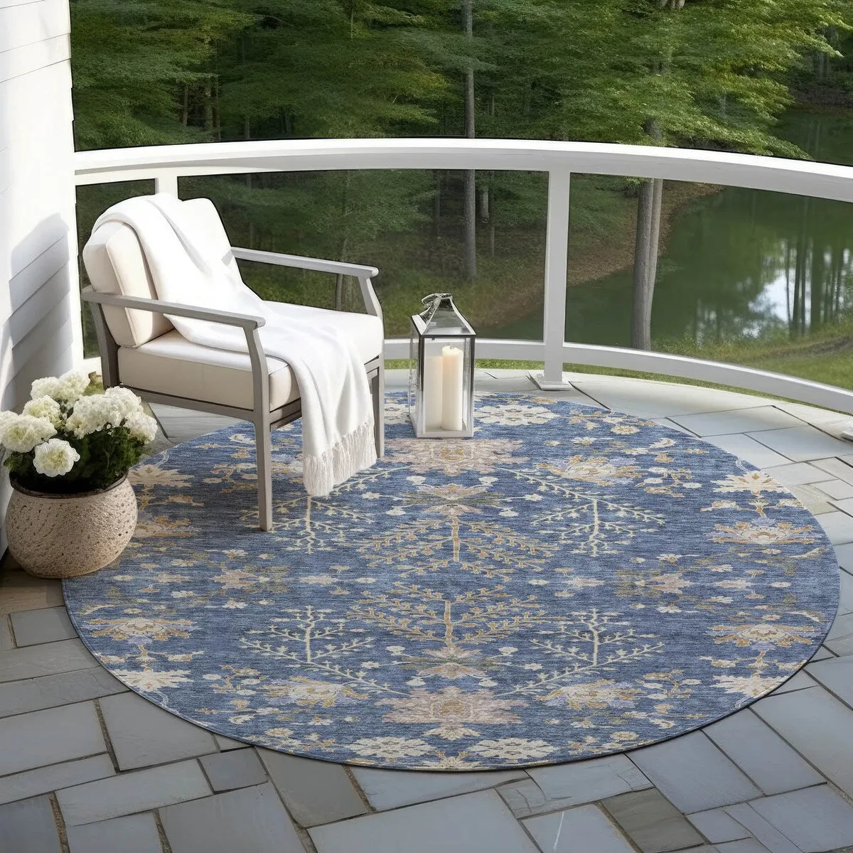 Machine Washable Indoor/ Outdoor Boho Traditional Chantille Rug