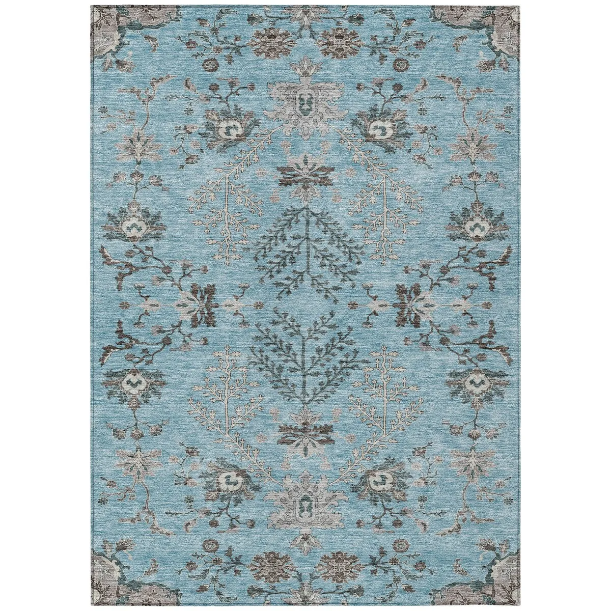 Machine Washable Indoor/ Outdoor Boho Traditional Chantille Rug