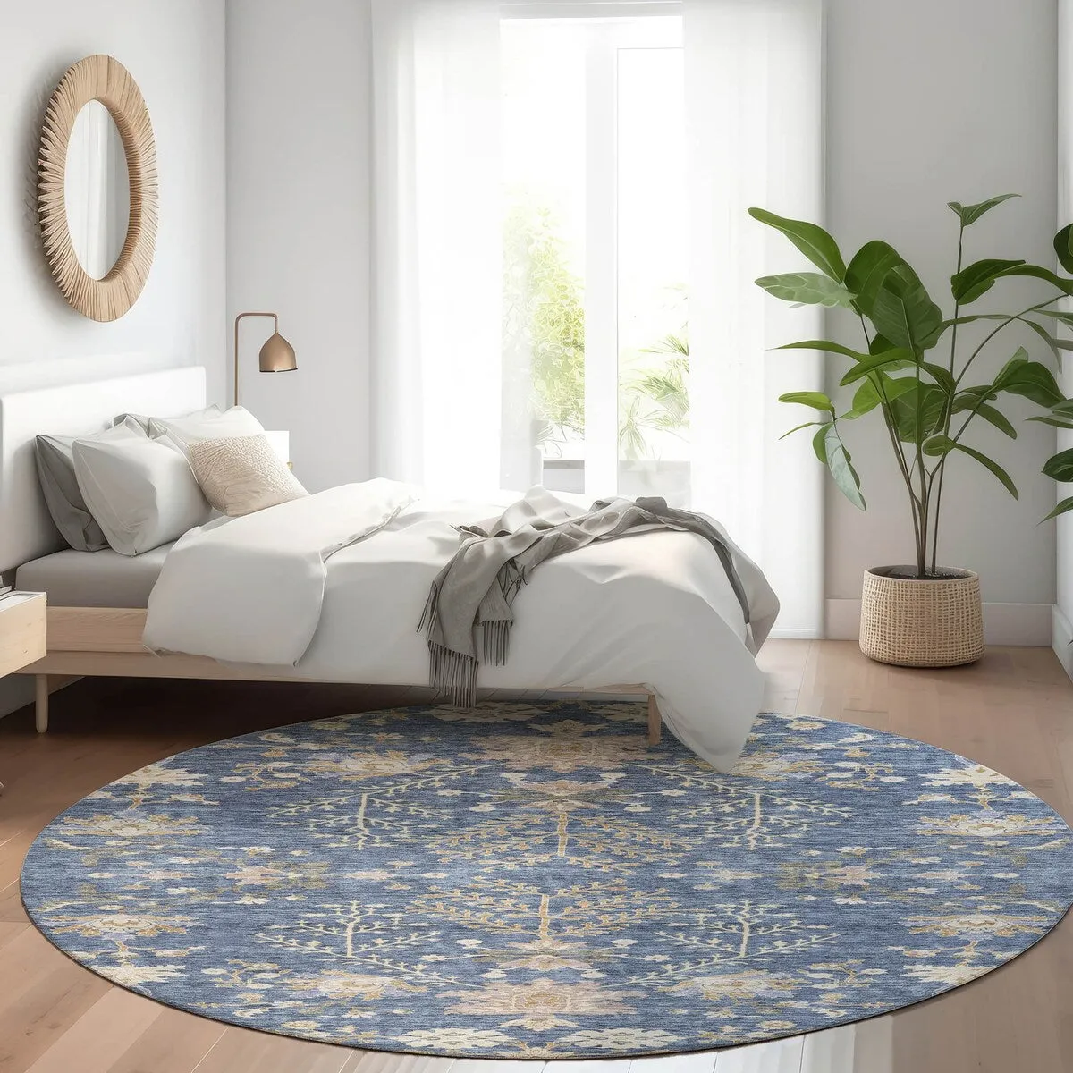 Machine Washable Indoor/ Outdoor Boho Traditional Chantille Rug