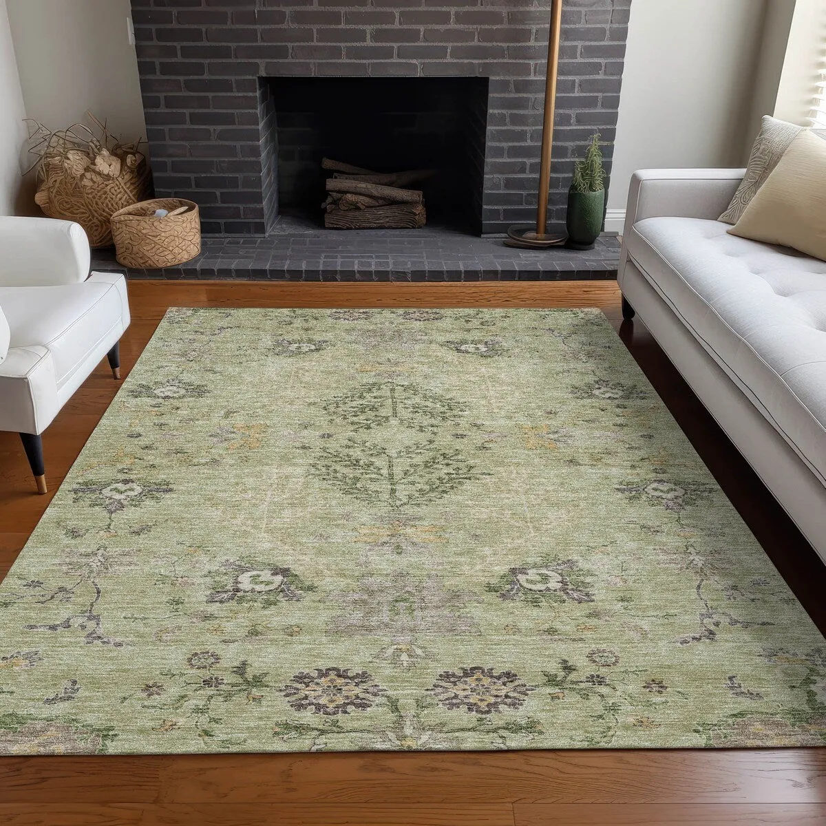 Machine Washable Indoor/ Outdoor Boho Traditional Chantille Rug
