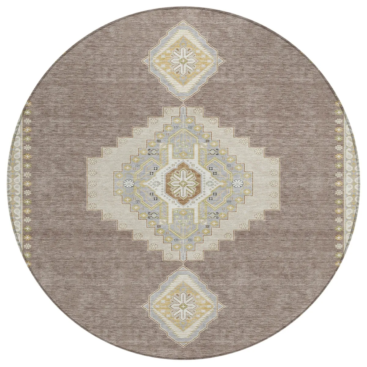 Machine Washable Indoor/ Outdoor Boho Traditional Chantille Rug