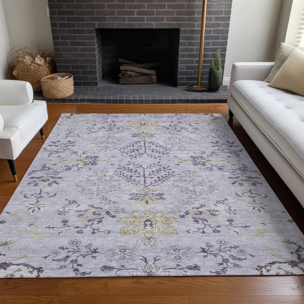 Machine Washable Indoor/ Outdoor Boho Traditional Chantille Rug