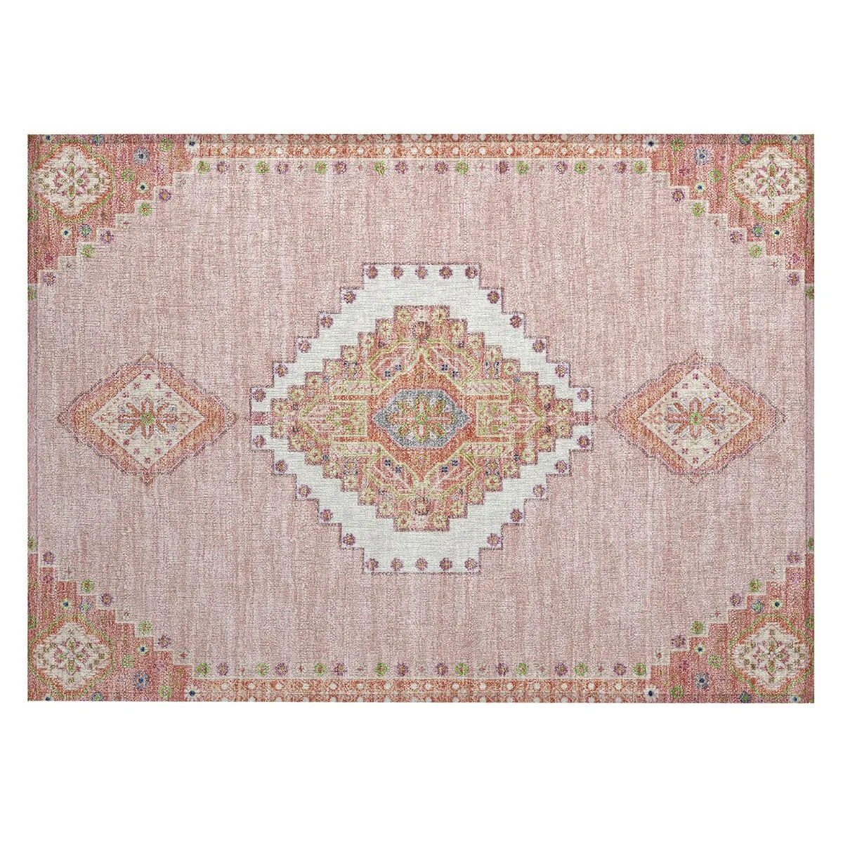 Machine Washable Indoor/ Outdoor Boho Traditional Chantille Rug