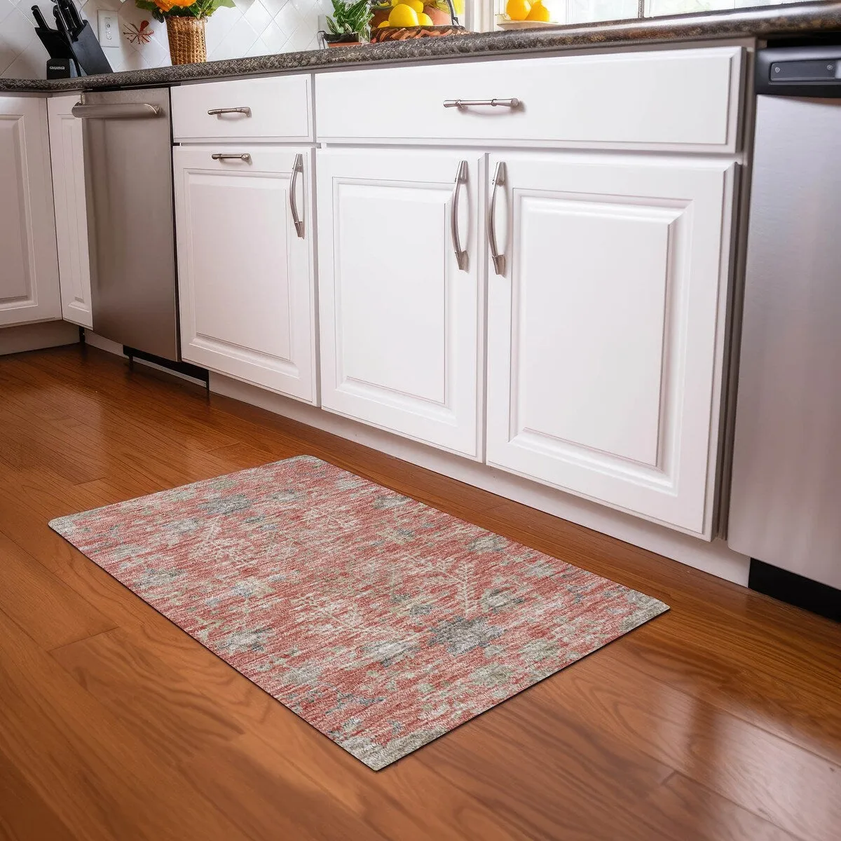 Machine Washable Indoor/ Outdoor Boho Traditional Chantille Rug