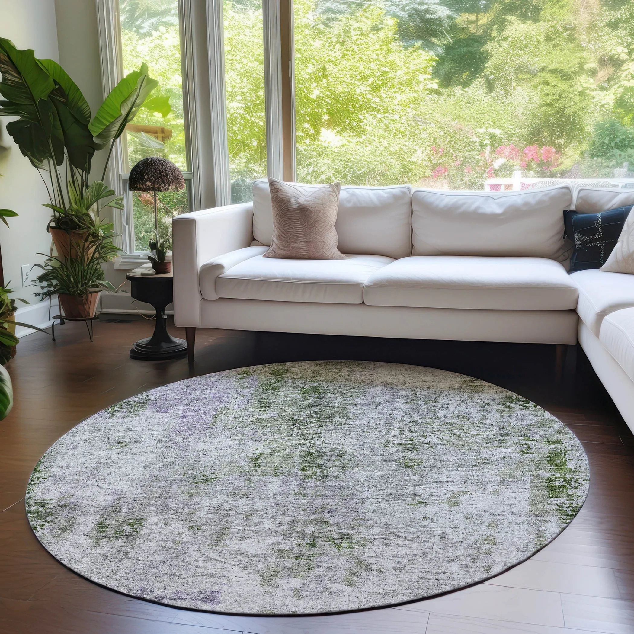 Machine Washable Indoor/ Outdoor Chantille Abstract Modern Rug