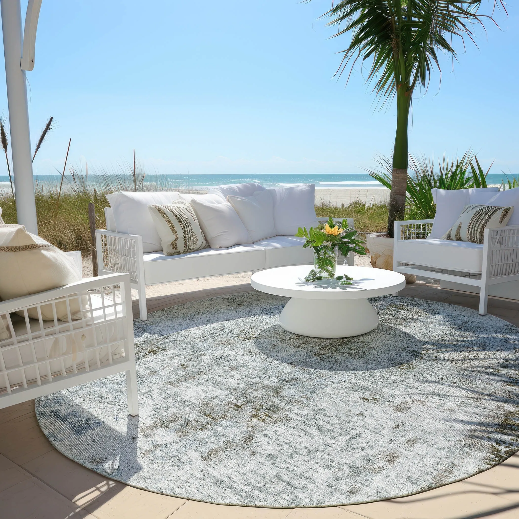 Machine Washable Indoor/ Outdoor Chantille Abstract Modern Rug