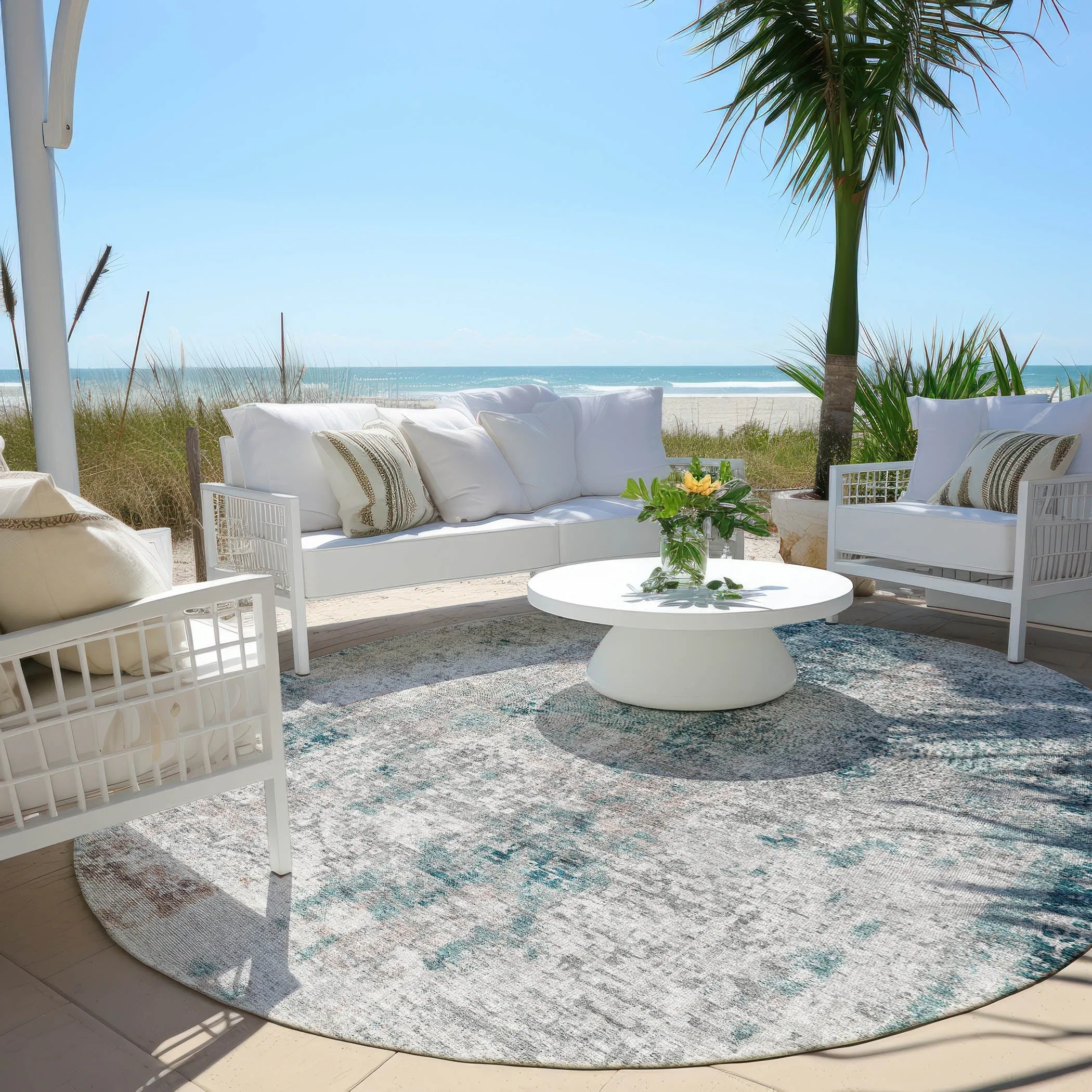 Machine Washable Indoor/ Outdoor Chantille Abstract Modern Rug