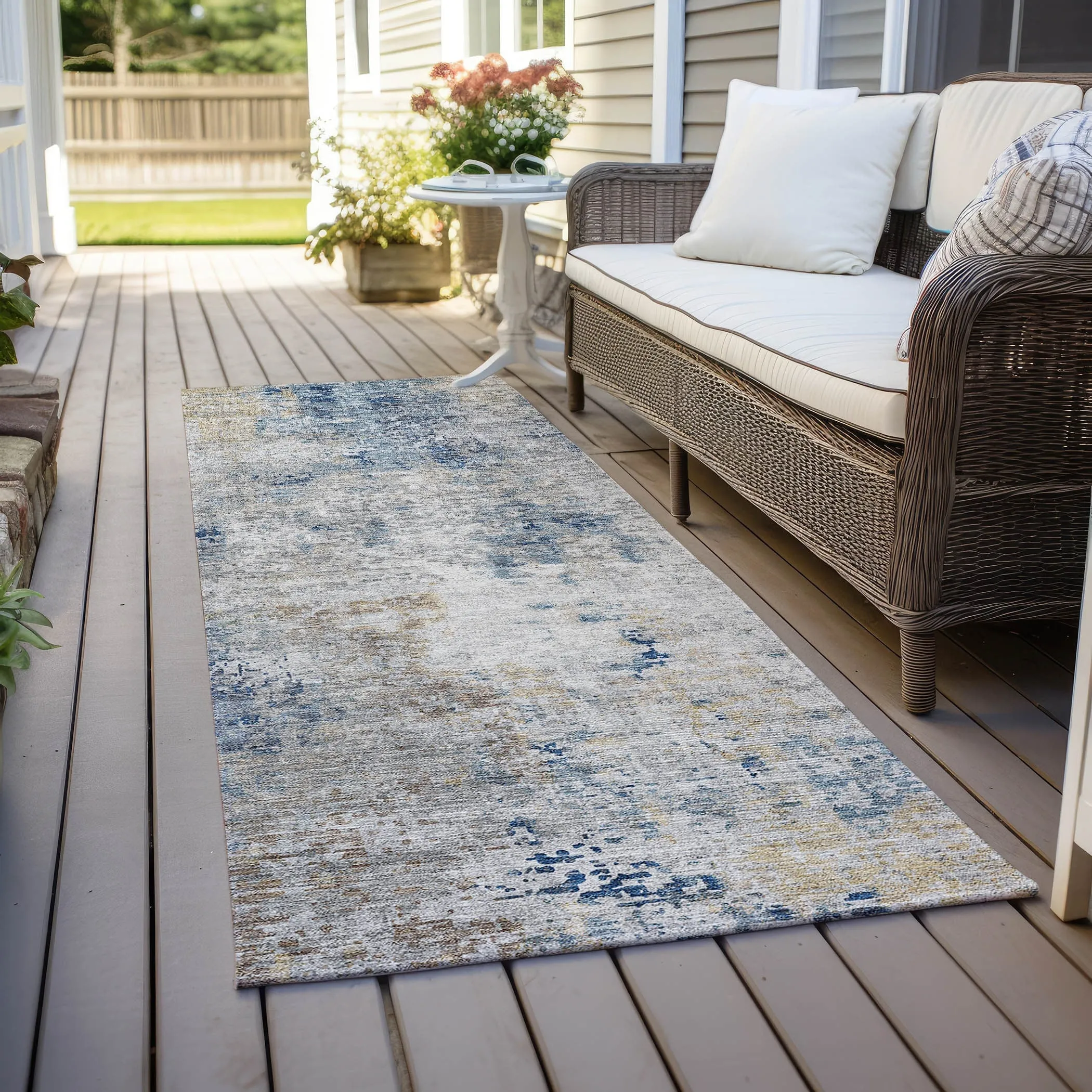 Machine Washable Indoor/ Outdoor Chantille Abstract Modern Rug