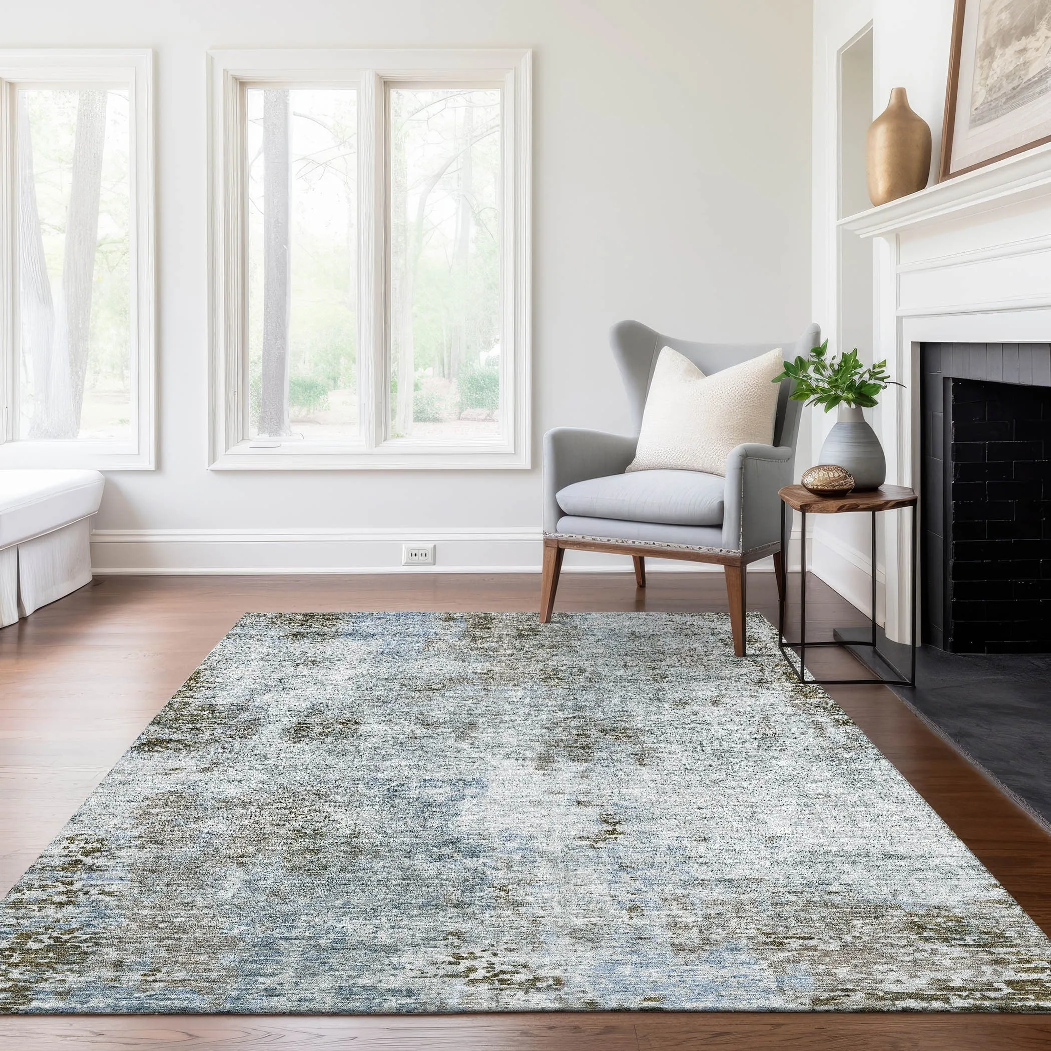 Machine Washable Indoor/ Outdoor Chantille Abstract Modern Rug