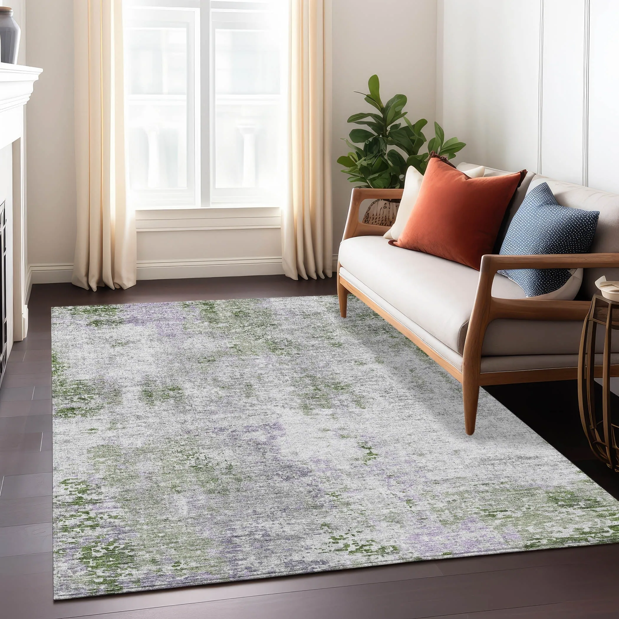 Machine Washable Indoor/ Outdoor Chantille Abstract Modern Rug