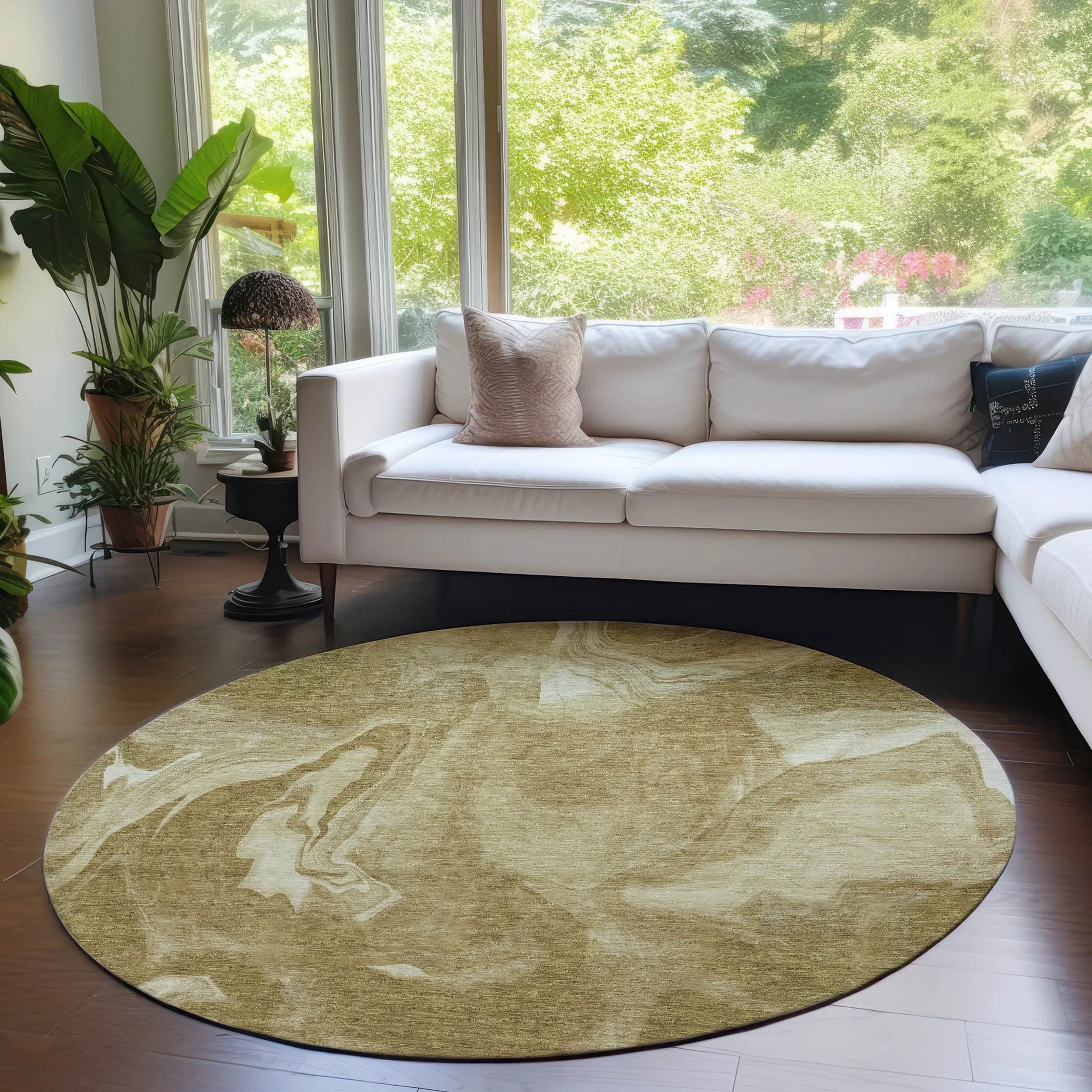 Machine Washable Indoor/ Outdoor Chantille Abstract Motion Rug