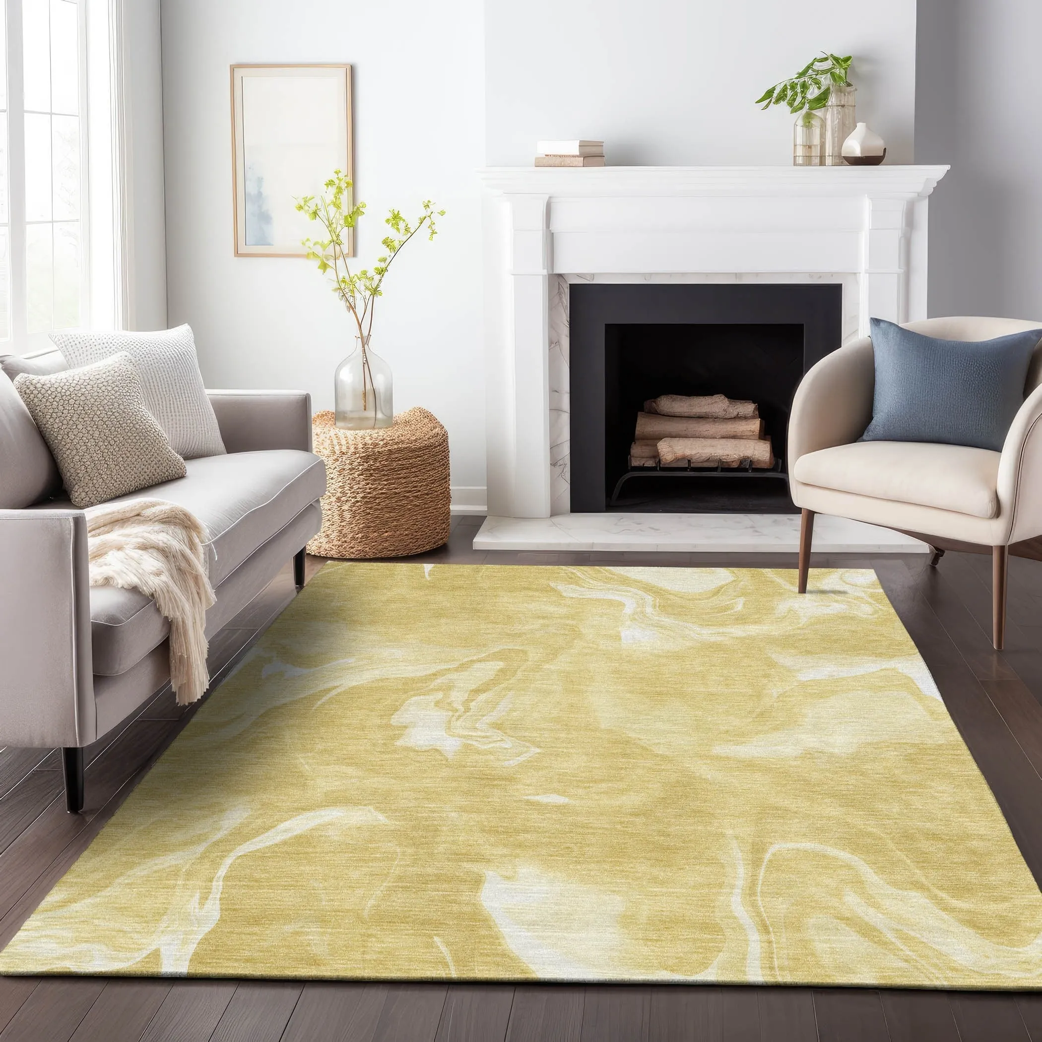 Machine Washable Indoor/ Outdoor Chantille Abstract Motion Rug
