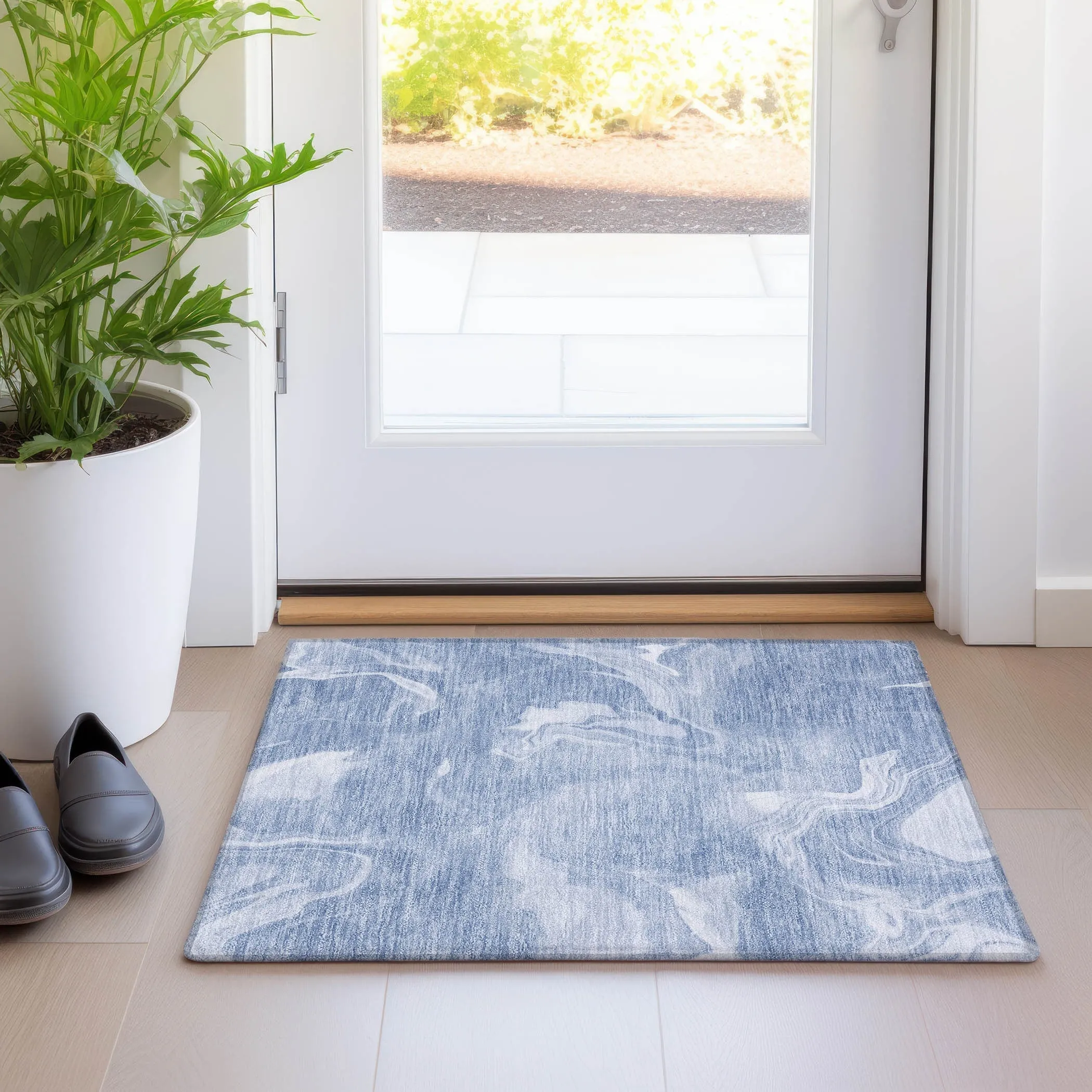 Machine Washable Indoor/ Outdoor Chantille Abstract Motion Rug