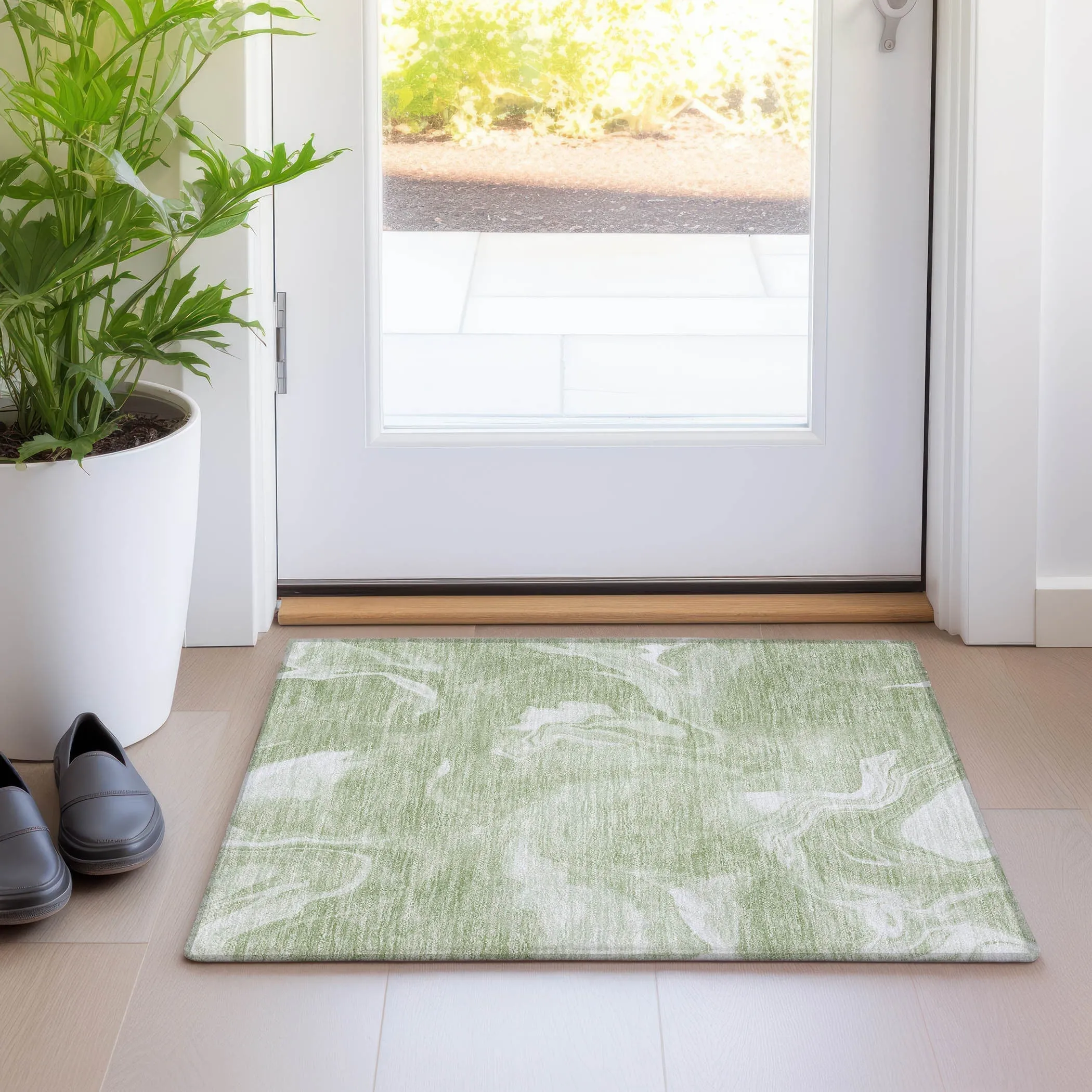 Machine Washable Indoor/ Outdoor Chantille Abstract Motion Rug