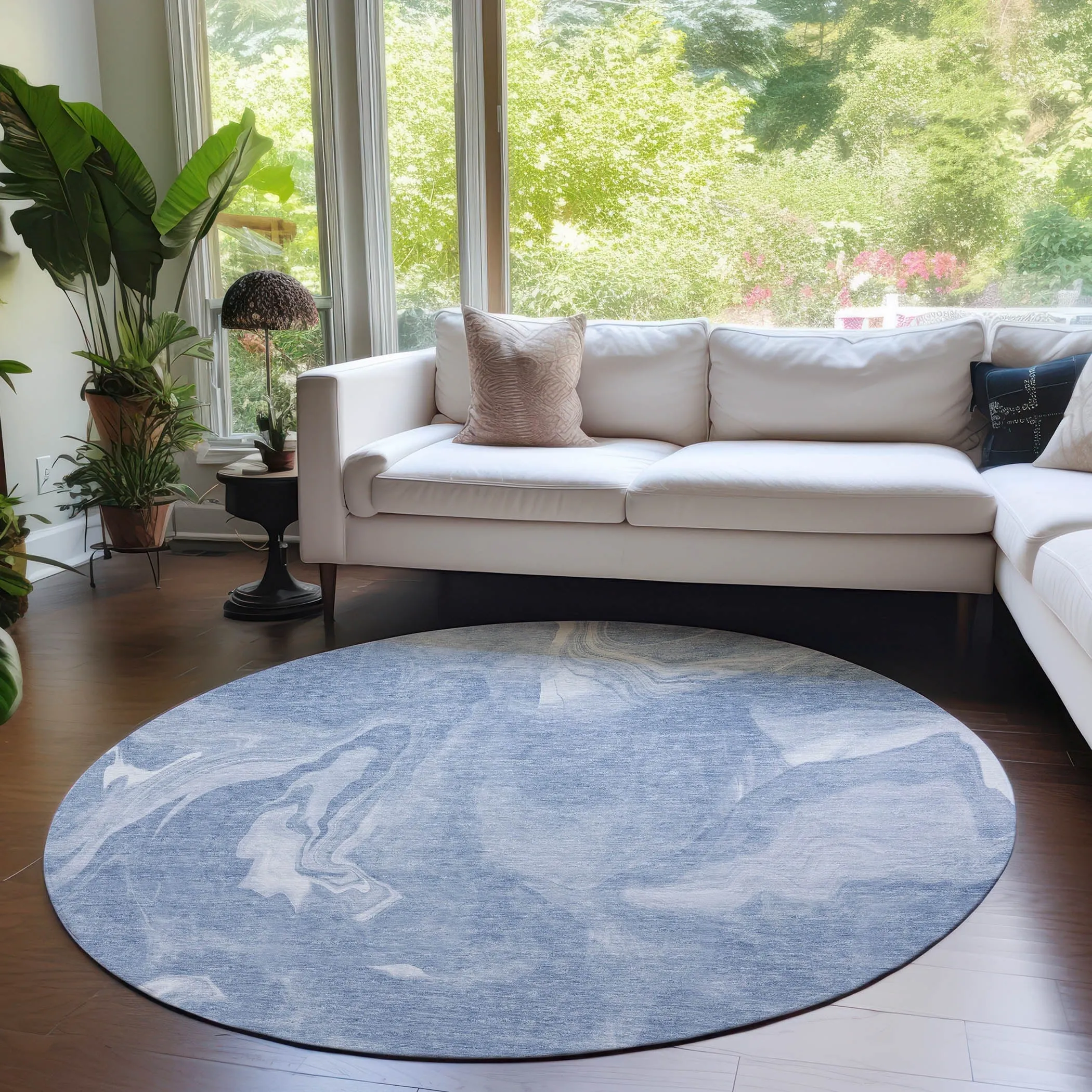 Machine Washable Indoor/ Outdoor Chantille Abstract Motion Rug