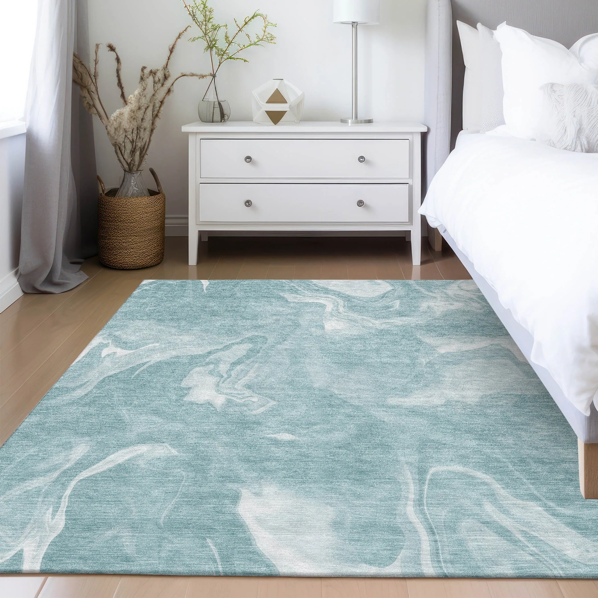 Machine Washable Indoor/ Outdoor Chantille Abstract Motion Rug