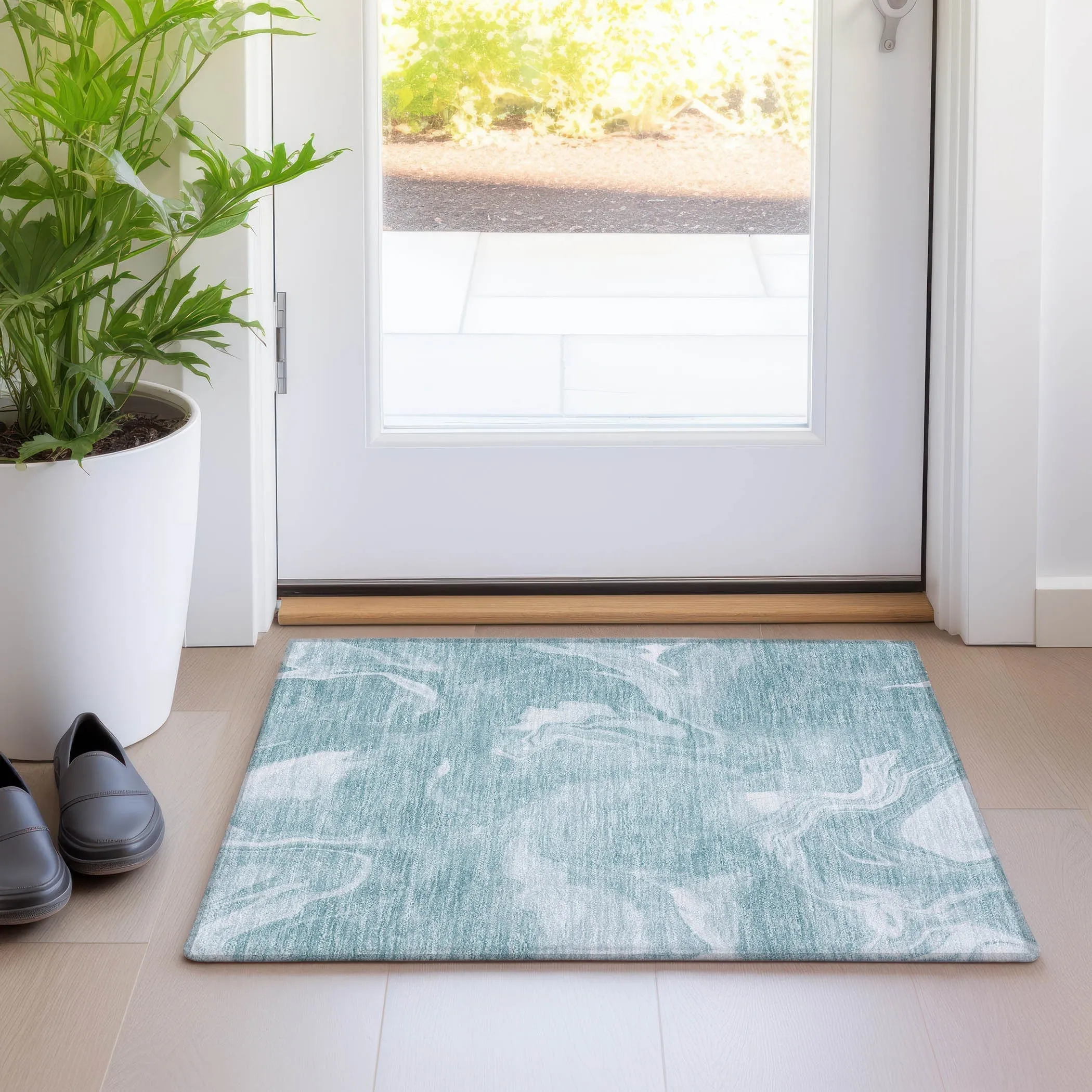 Machine Washable Indoor/ Outdoor Chantille Abstract Motion Rug