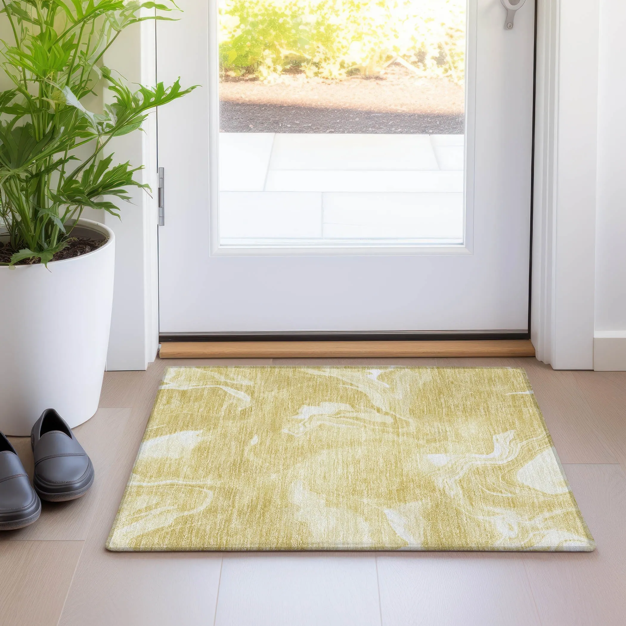 Machine Washable Indoor/ Outdoor Chantille Abstract Motion Rug