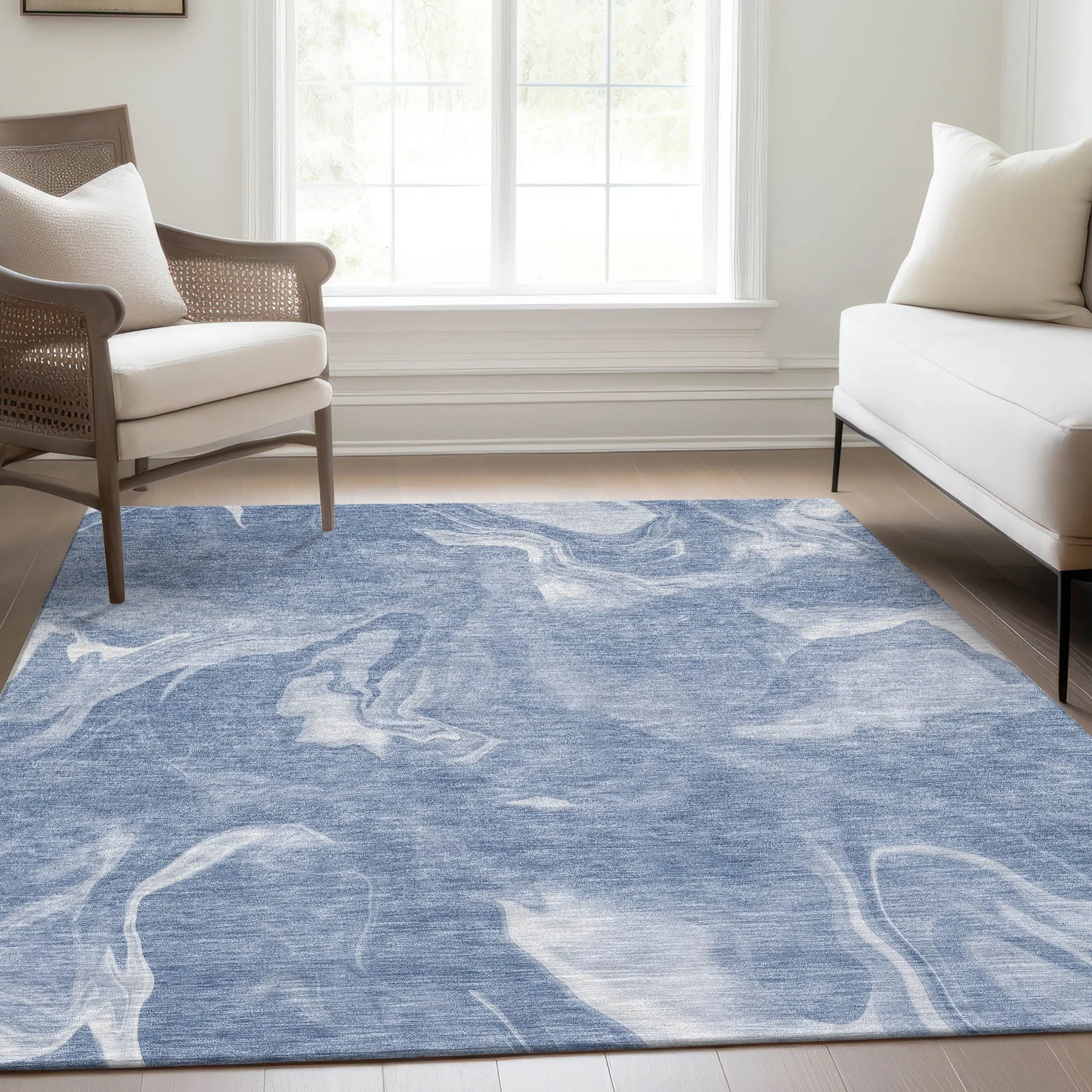 Machine Washable Indoor/ Outdoor Chantille Abstract Motion Rug
