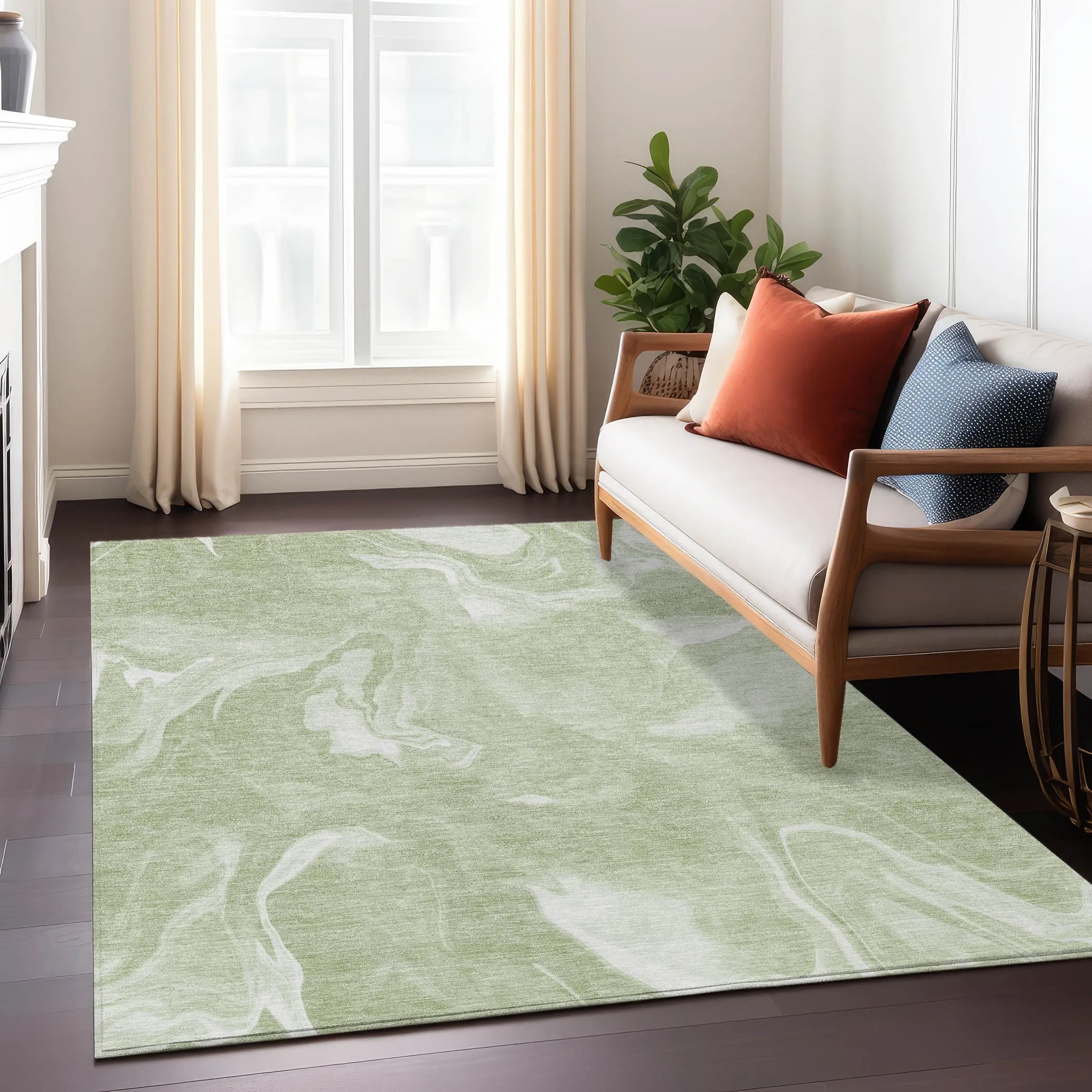 Machine Washable Indoor/ Outdoor Chantille Abstract Motion Rug