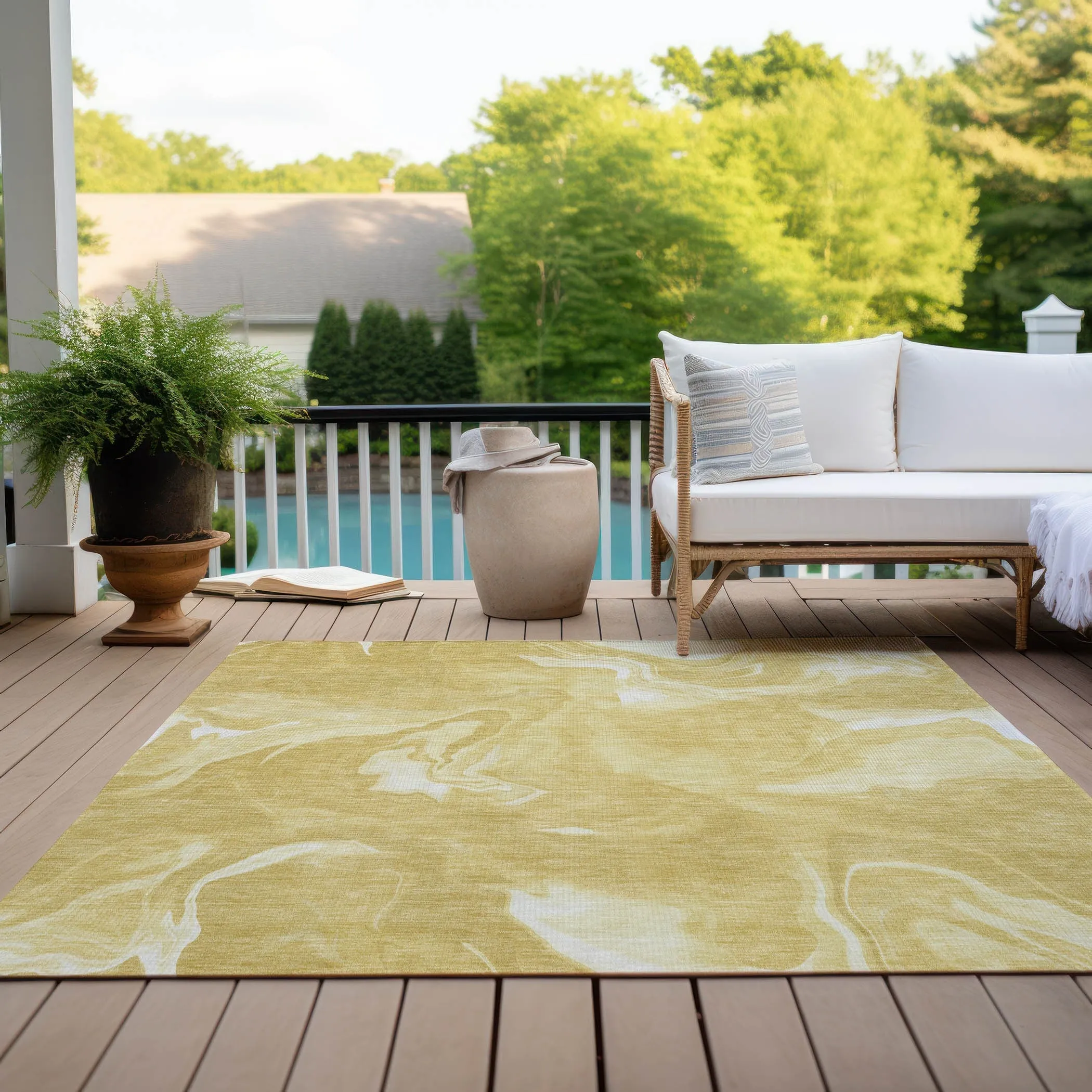Machine Washable Indoor/ Outdoor Chantille Abstract Motion Rug